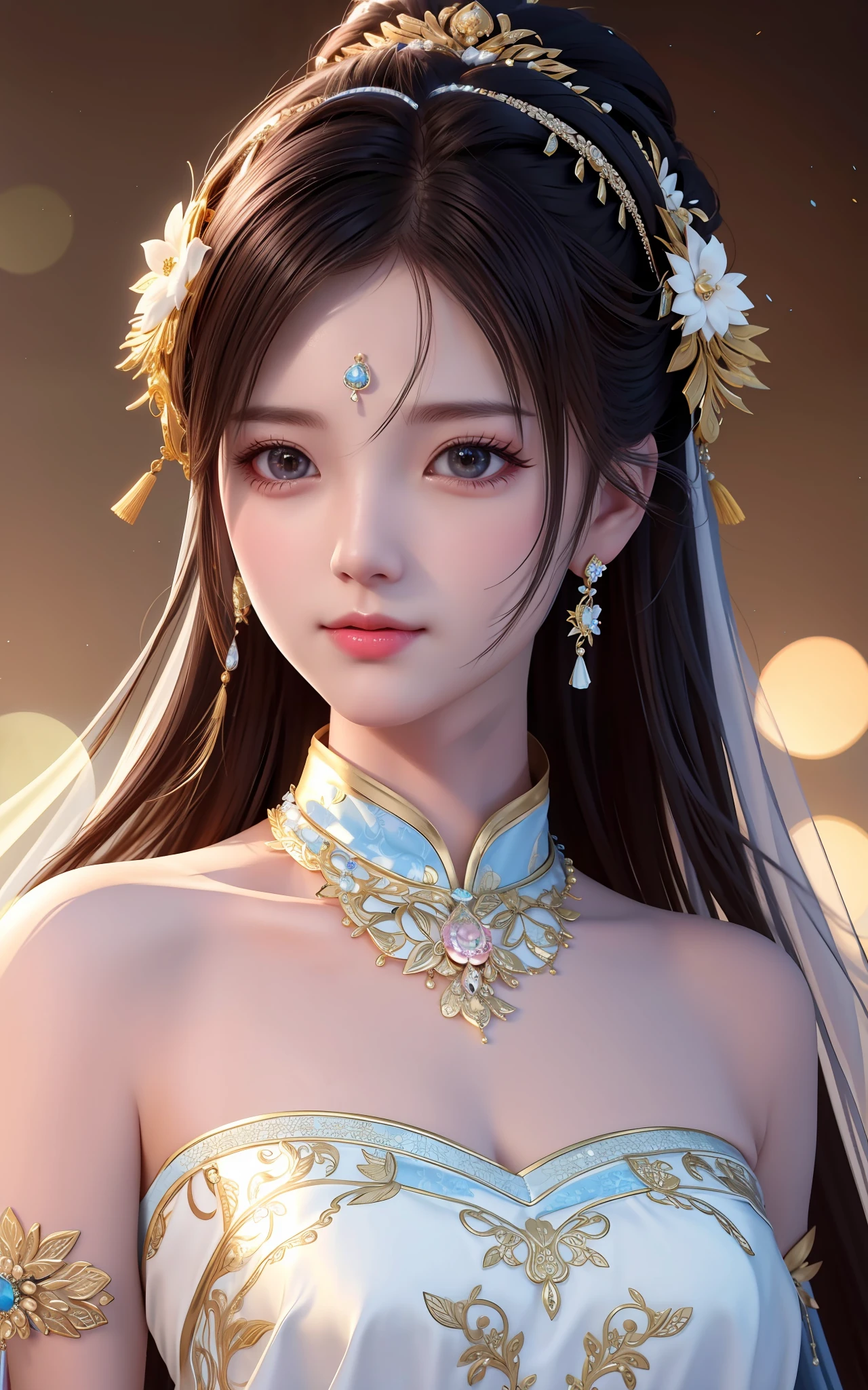 best quality, masterpiece, highres, 1girl,china wedding dress,hair ornament,necklace, jewelry,Beautiful face,upon_body, tyndall effect,photorealistic, dark studio, rim lighting, two tone lighting,(high detailed skin:1.2), 8k uhd, dslr, soft lighting, high quality, volumetric lighting, candid, Photograph, high resolution, 4k, 8k, Bokeh