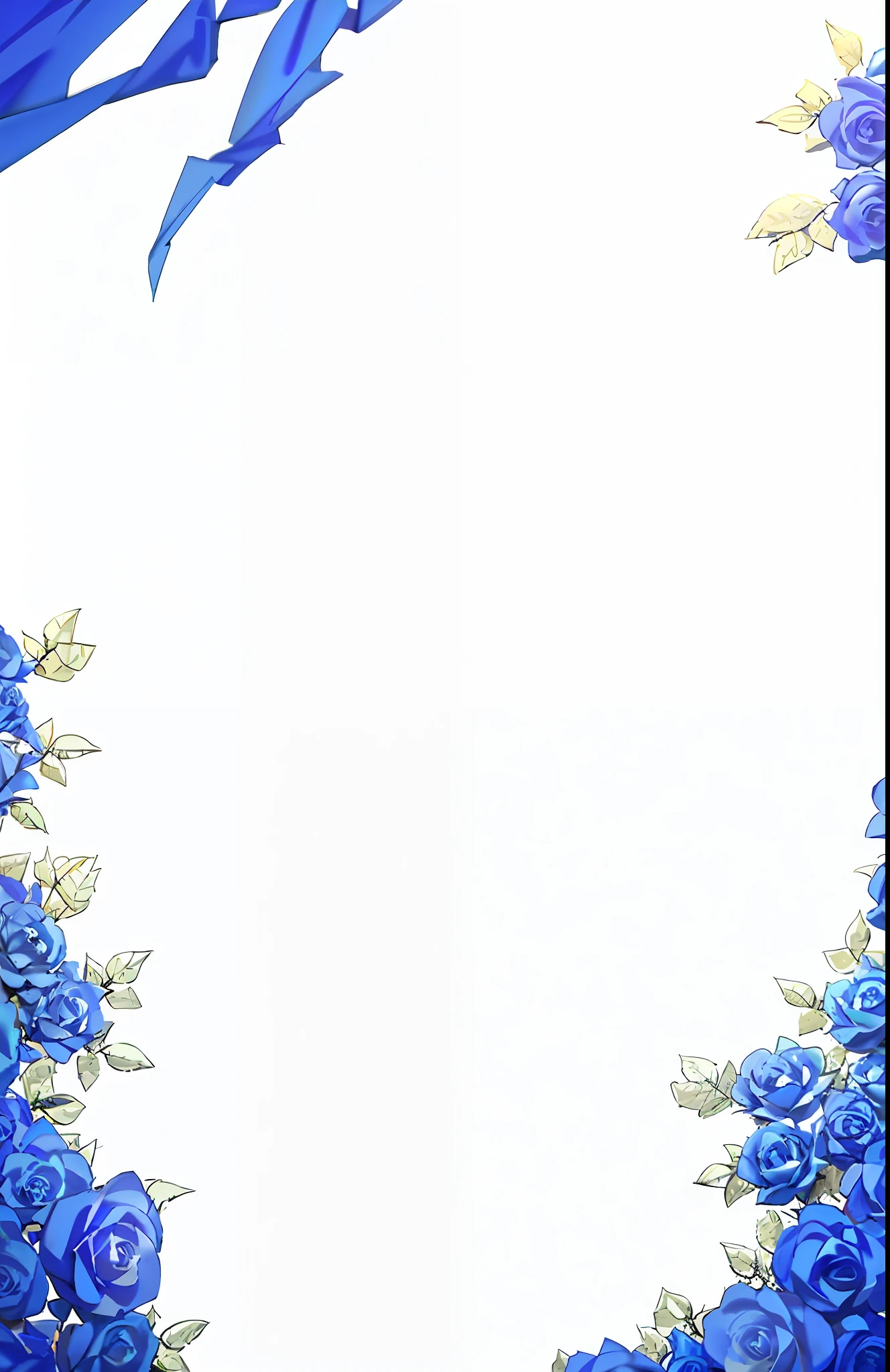 there is a blue rose border with a white background, blue border, flower frame, rose background, blue rose, crown of blue flowers, flower background, blue image, roses background, blue color, blue flowers, without text, flowers background, the background is white, background is white, flowers in background, blue flowers accents, blueish, floral background