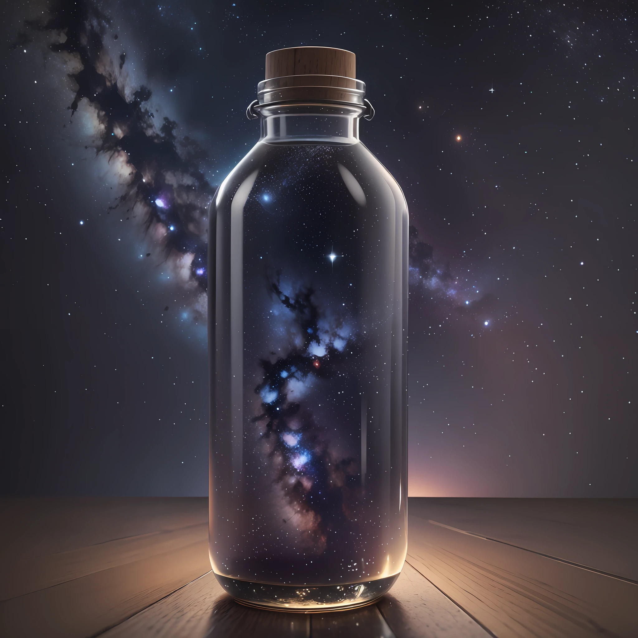 milkyway in a glass bottle, 4K, unreal engine, octane render --ar 9:16 --auto --s2