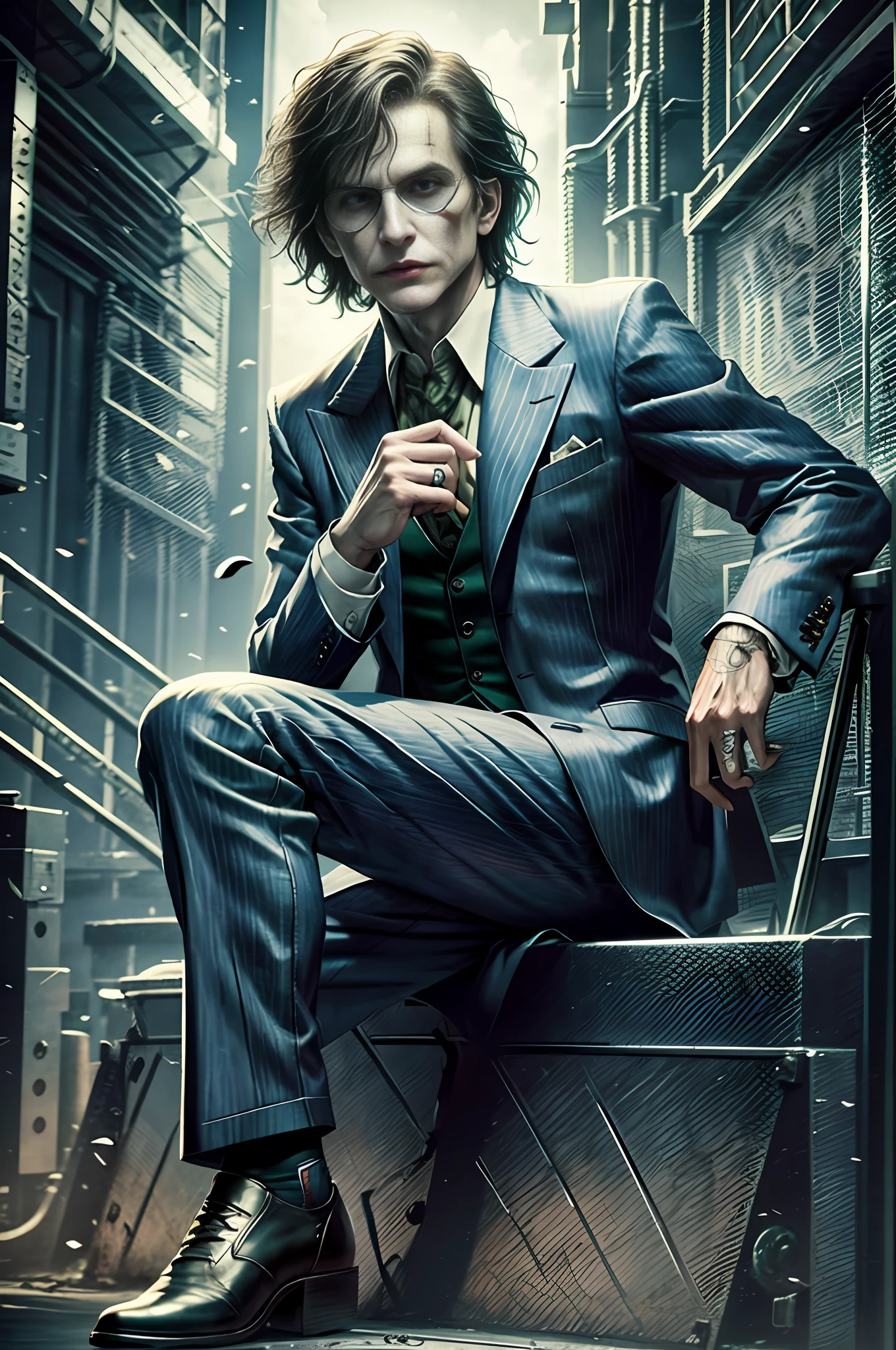 "best_quality + ultra_realistic + full_body_shot + dc_universe_cinematic_joker + detailed_face + 8k_uhd_resolution + sharp_focus"