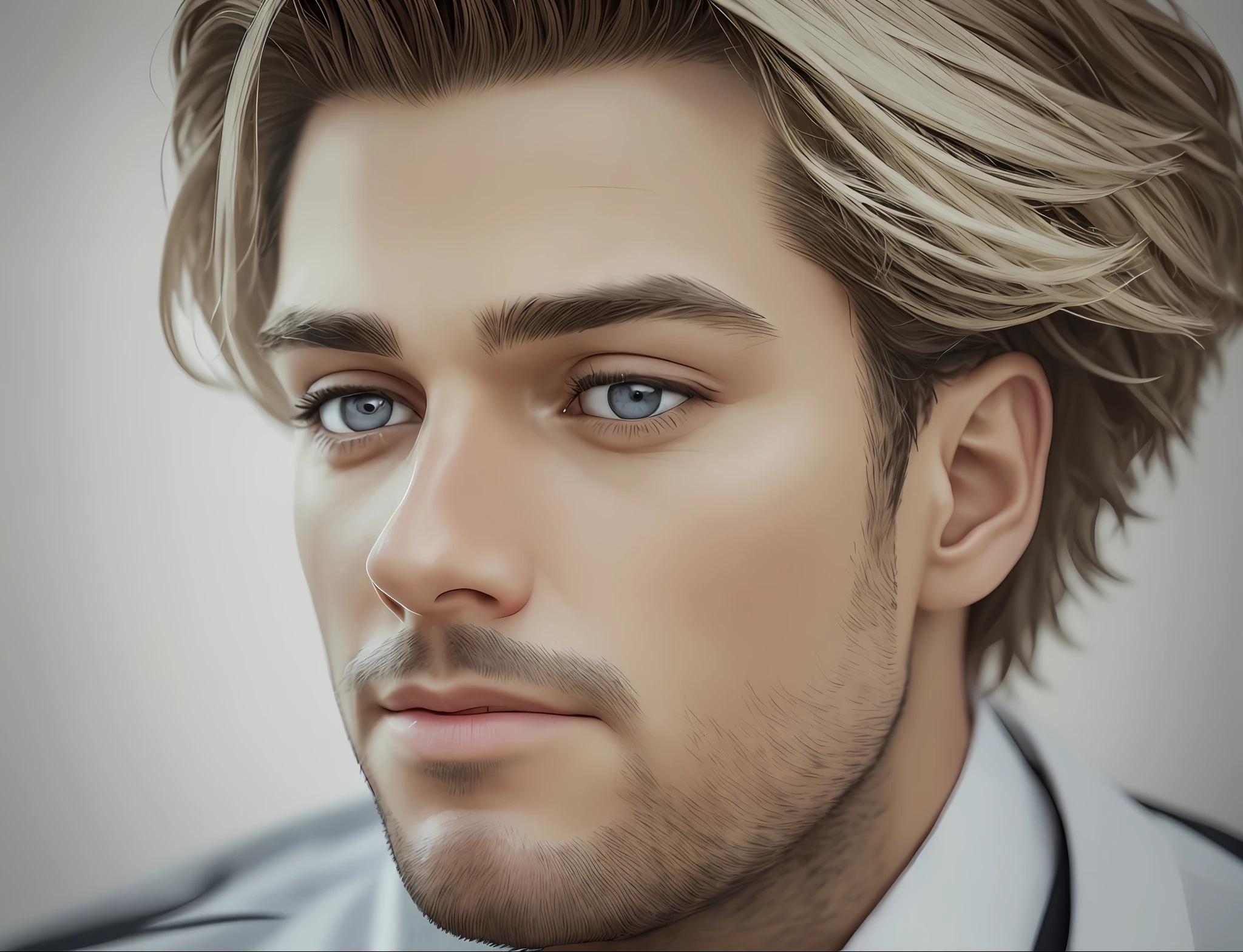 there is a man with a tie and a white shirt, detailed realistic face, realistic shaded perfect face, handsome stunning realistic, realistic human face, realistic detailed face, highly detailed realistic face, human face realistic, realistic face and details, sharp high detail face, realistic | detailed face, realistic and detailed face, detailed and realistic face, extremely detailed man, closeup character portrait