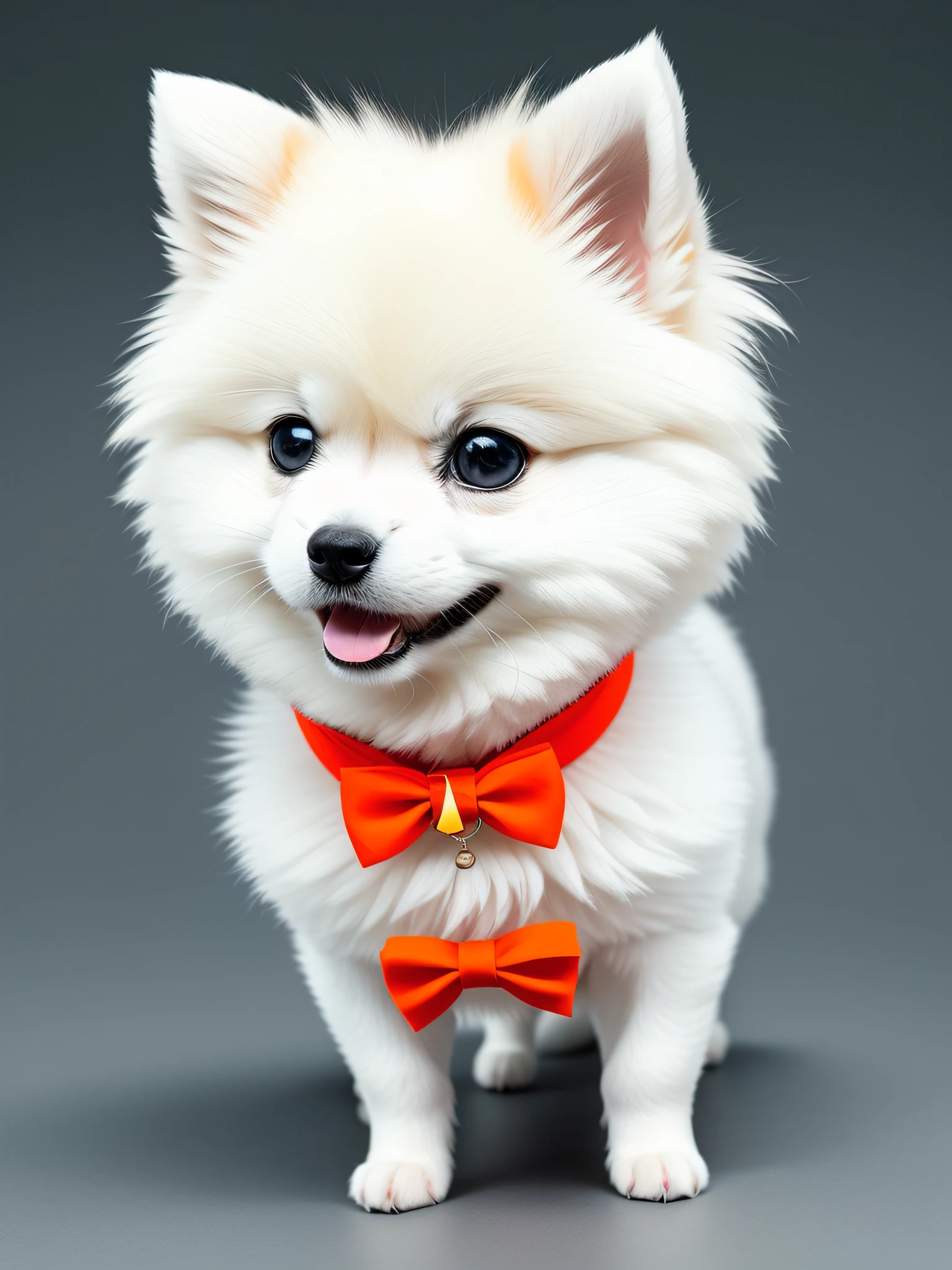 one little white dog pomeranian standing on an orange background, one little dog pomeranian, red puppils, pet animal, cute boys, pomeranian, cute 3 d render, pomeranian, symmetric!!, cute pomeranian, symmetric!, puppies, pomeranian, cute dog, little dog pomeranian, isometric 3d fantasy cute dog, identical picture, pomeranian dog