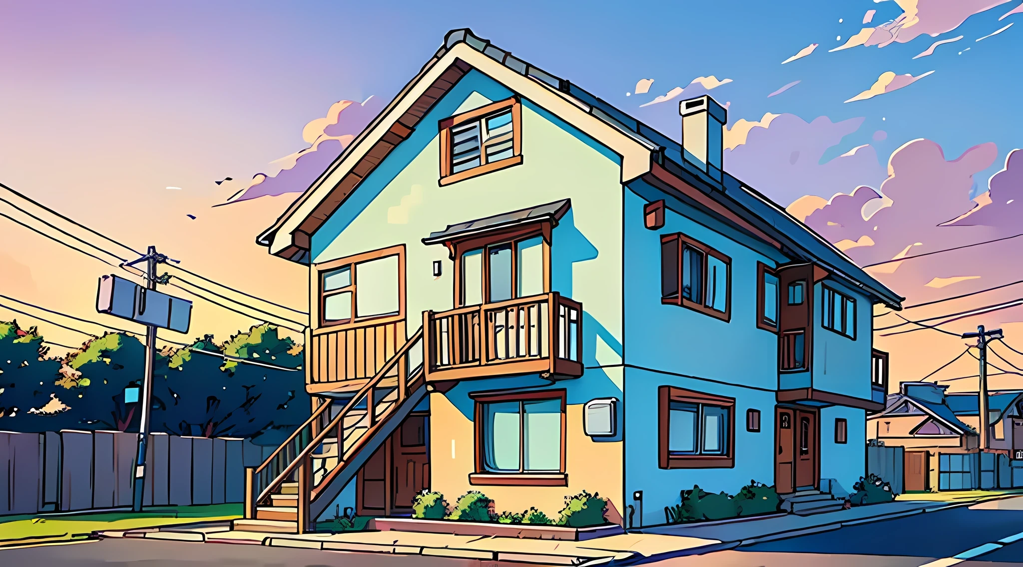 (best-quality:0.8), (best-quality:0.8), (((no humans))), broken introspective perfect anime illustration, front view, a house with a small letter box in front