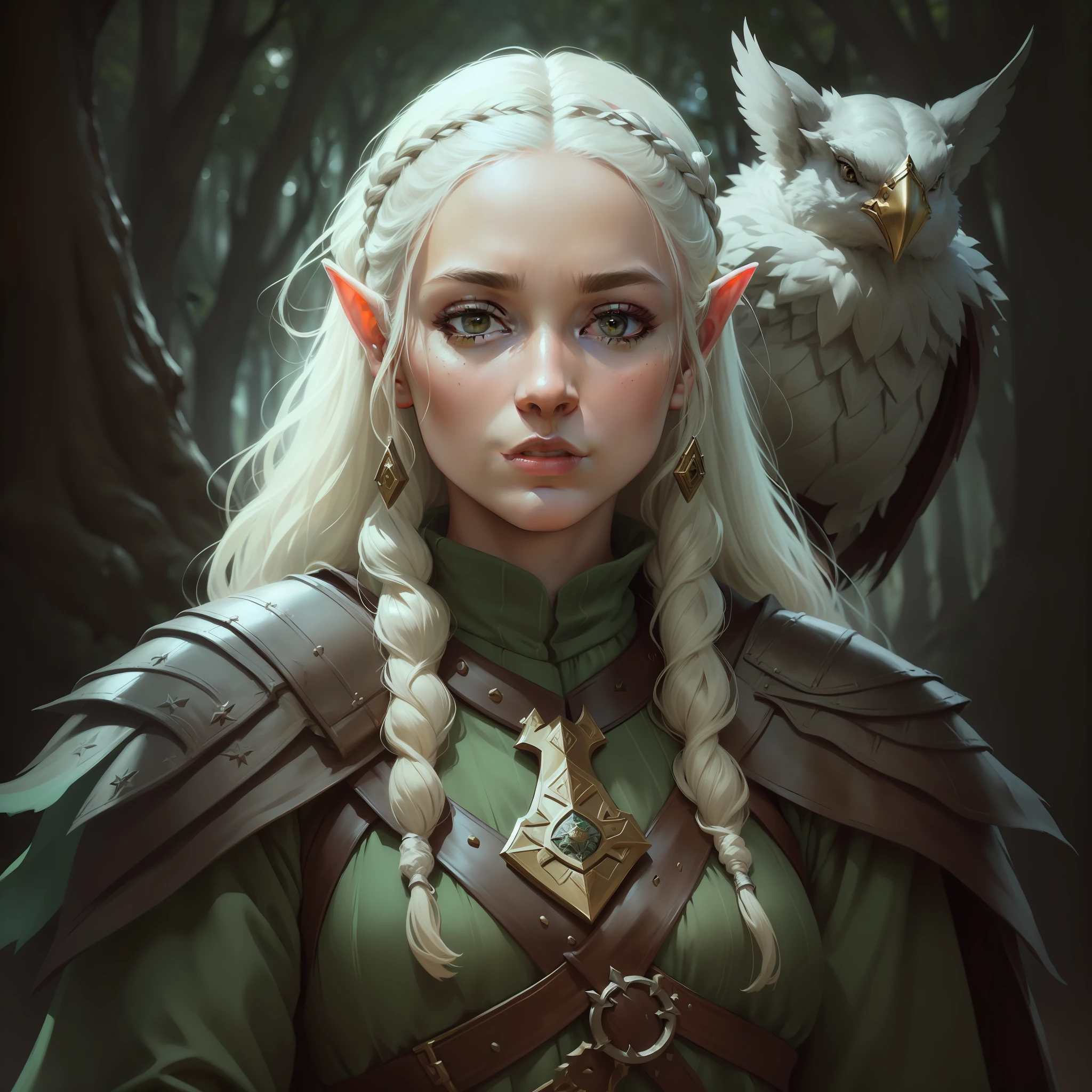 a full-body image of a woman with a bird on her shoulder, portrait of a female druid, fantasy concept art portrait, fantasy character portrait, portrait of a female elf sorcerer, dnd character art portrait, dnd, image of an elf, an image of an elf, forest mage, female elf mage, RPG concept art, gorgeous female elf, woman in medieval robes, female druid image, photogenic details, candid portrait photo RAW cinematic, full body photo of 40-year-old girlboss wizard (highly detailed skin: 1.2) ((woman)) Powerful girlboss in a (royal noble costume of female mage) in (((Game of Thrones medieval westeros in a forest)) 8k uhd, dslr, soft lighting, high quality, film grain, Fujifilm XT3 perfect open eyes, serious face, medieval, medieval military female magician, digital illustration, very high quality, high definition,