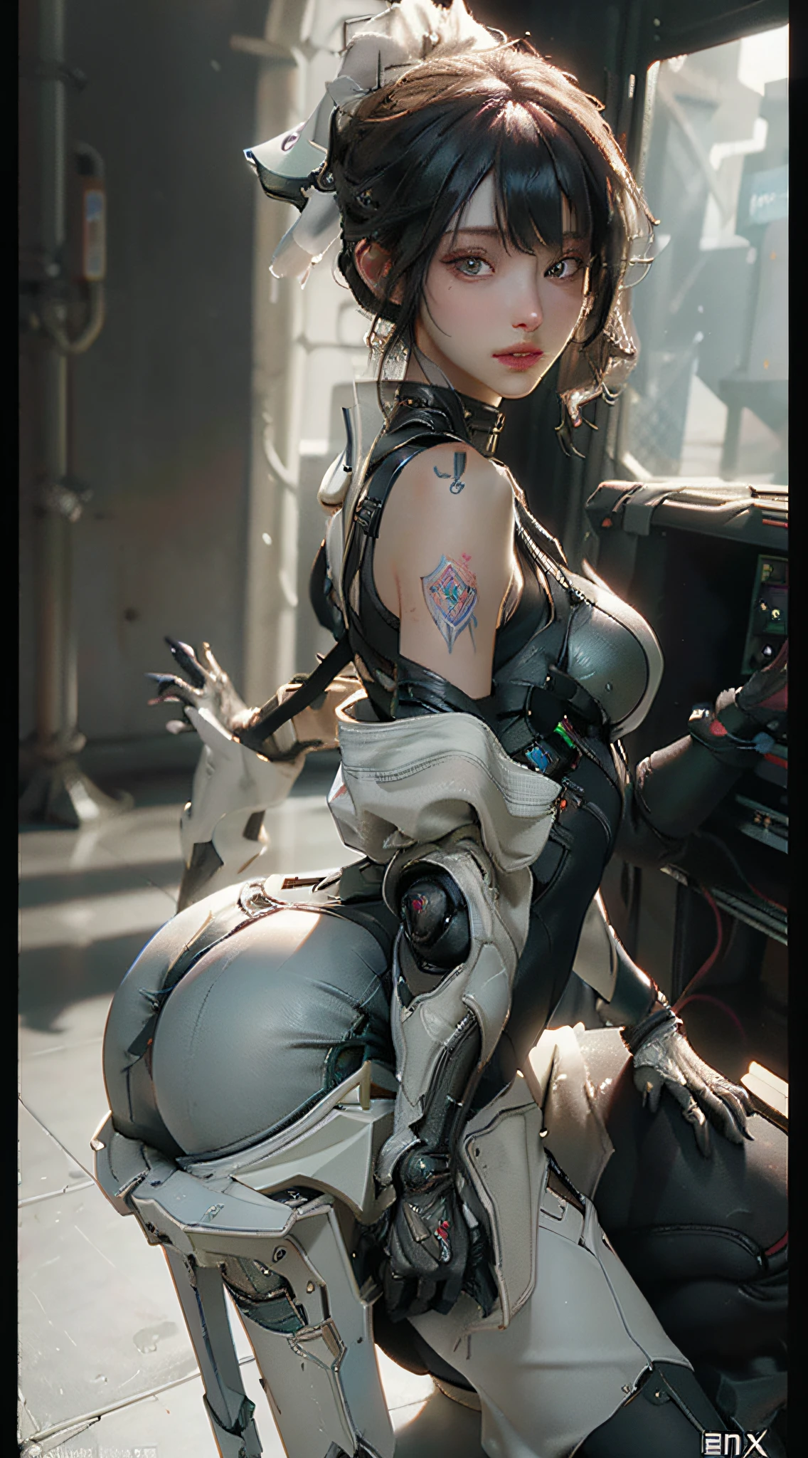 ((Best quality)), ((masterpiece)), (detailed:1.4), 3D, an image of a beautiful cyberpunk female,HDR (High Dynamic Range),Ray Tracing,NVIDIA RTX,Super-Resolution,Unreal 5,Subsurface scattering,PBR Texturing,Post-processing,Anisotropic Filtering,Depth-of-field,Maximum clarity and sharpness,Multi-layered textures,Albedo and Specular maps,Surface shading,Accurate simulation of light-material interaction,Perfect proportions,Octane Render,Two-tone lighting,Wide aperture,Low ISO,White balance,Rule of thirds,8K RAW,