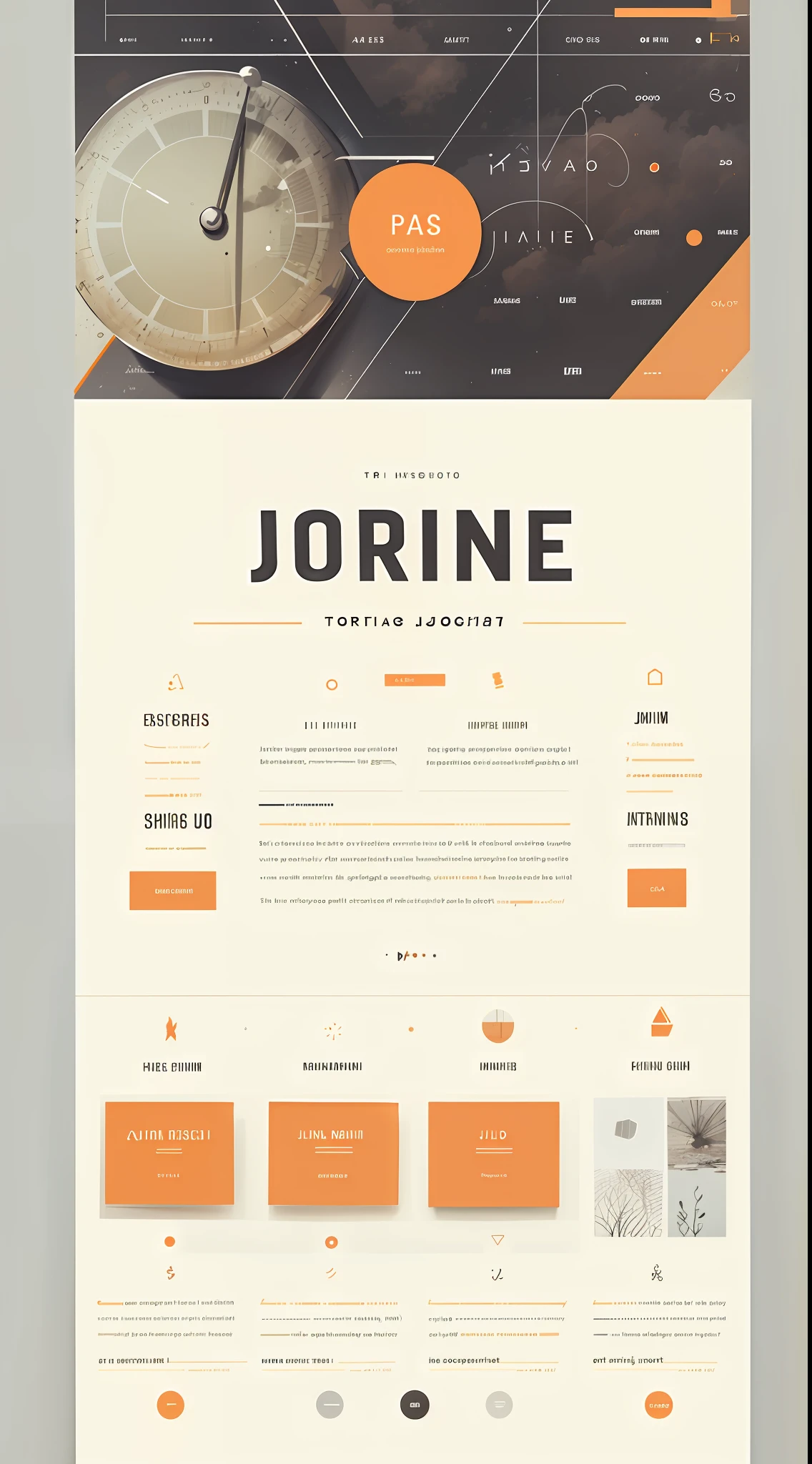 a close up of a website page with a clock on it, clean minimalist design, pristine and clean design, minimalist and clean, orange color theme, clean and simple design, ui design, grid layout, clean and pristine design, elegant clean design, minimalist design, by Austin English, minimal design, simple minimal, by Jacob Kainen, jovana rikalo