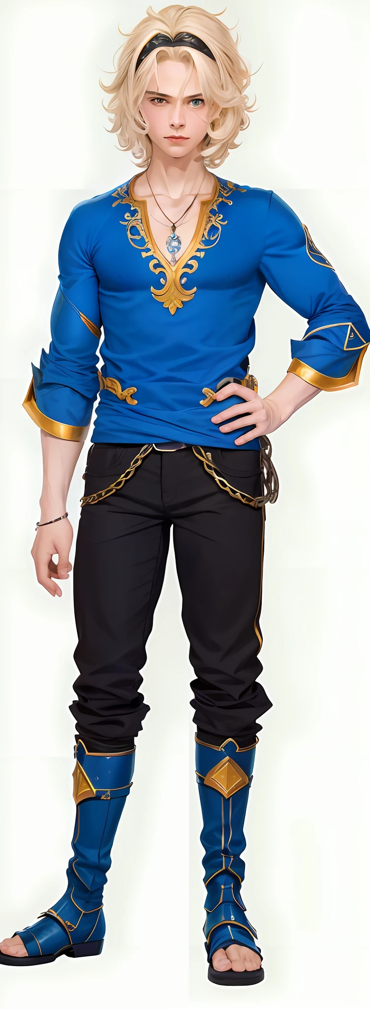 arafed woman in a blue shirt and black pants posing for a picture, skinny male fantasy alchemist, skinny male mage, fullbody photo, full body portrait shot, full body close-up shot, full body picture, fullbody shot, full body with costume, fullbody view, prince vegeta, full body photo of steve, d & d style full body portrait