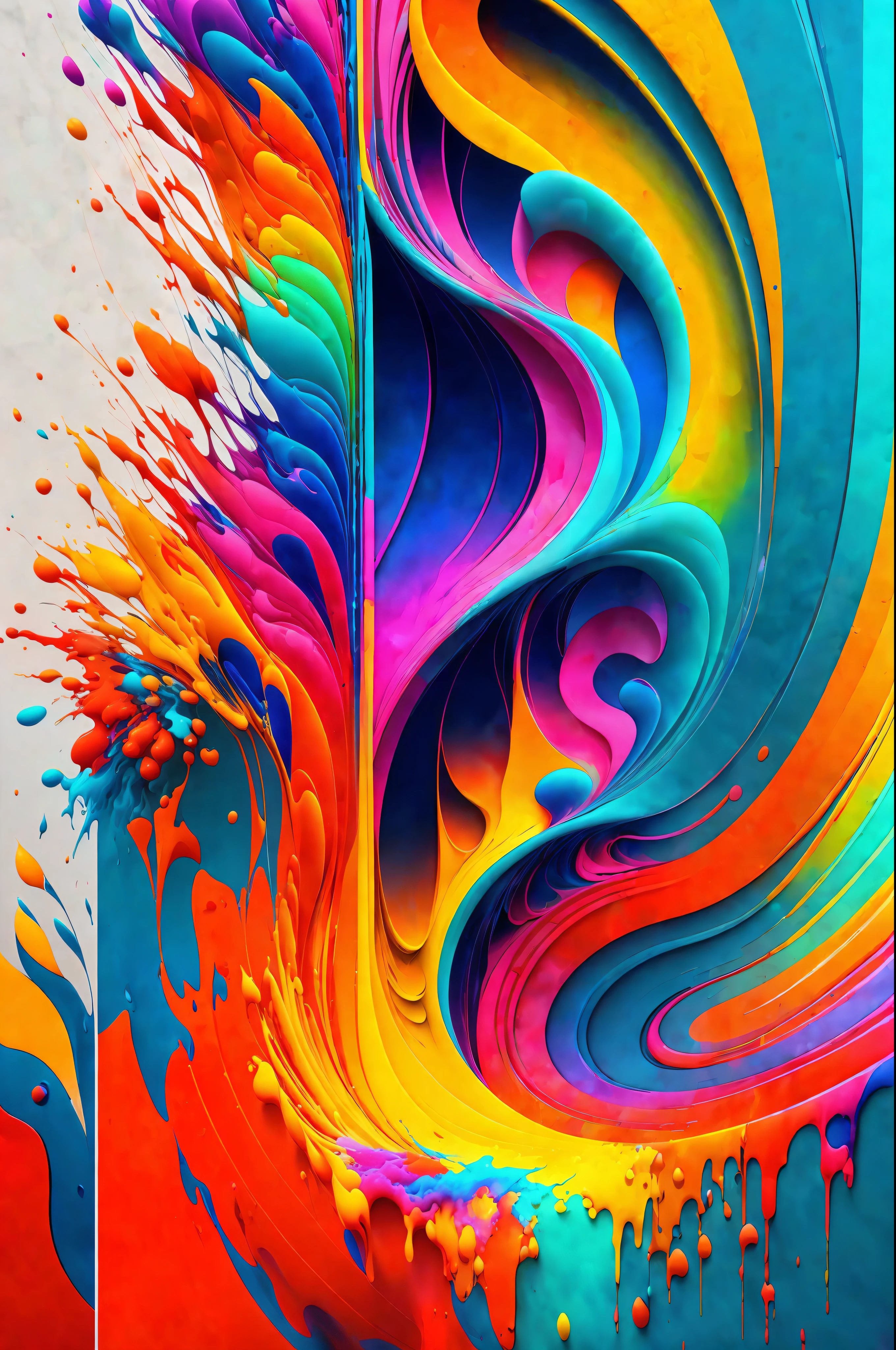(abstract art 3D:1.2), mix of vibrant colors and phosphorecents,3D cells, "vivid brushstrokes of high relief", fluid paint technique,(whirlpool:0.8),sub-surface glare, psychedelic lighting, stunning glow, scattering effects,(awarded by Alberto Seveso:1.3)