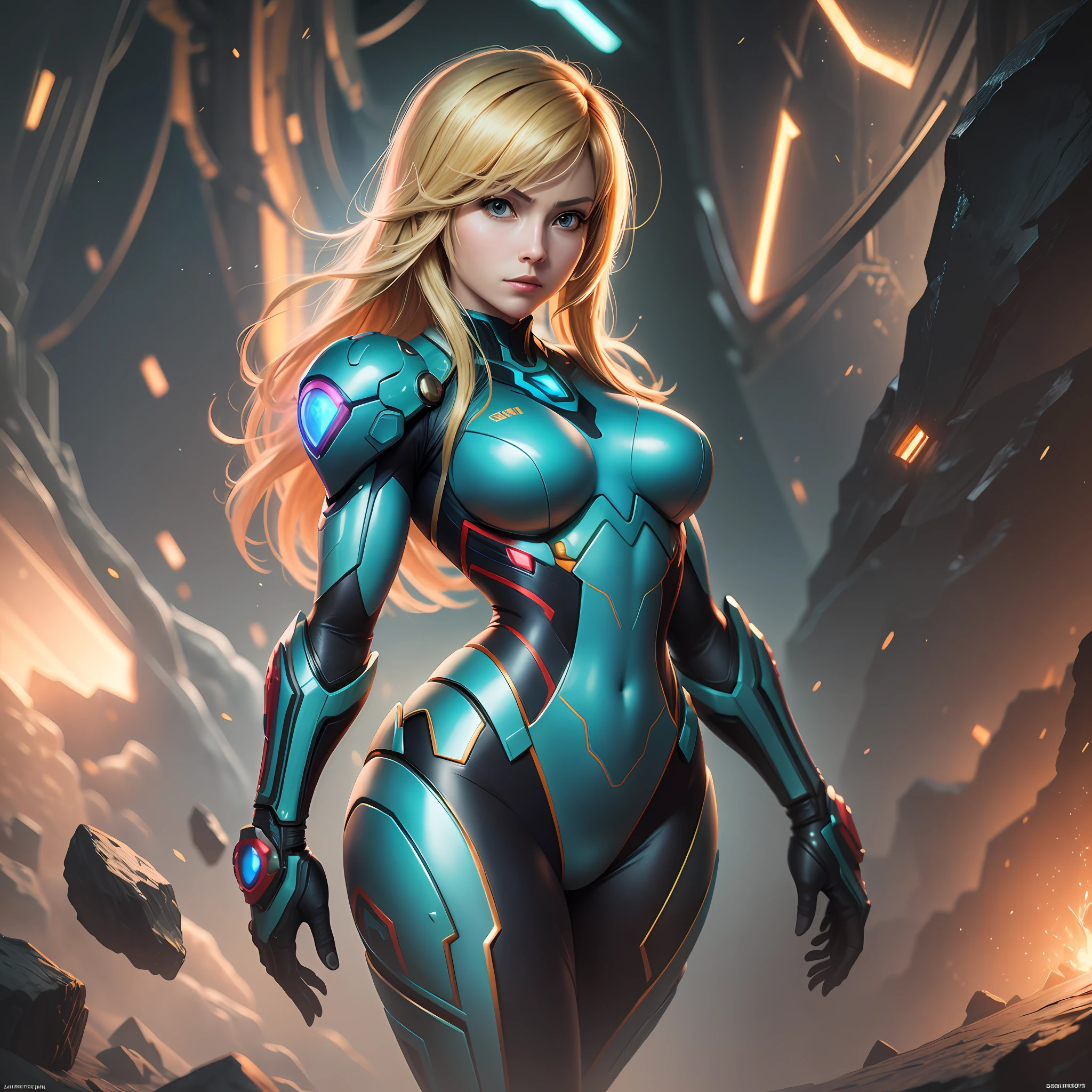 Samus of the game metroid, realistic detailed 8k realistic soft lighting