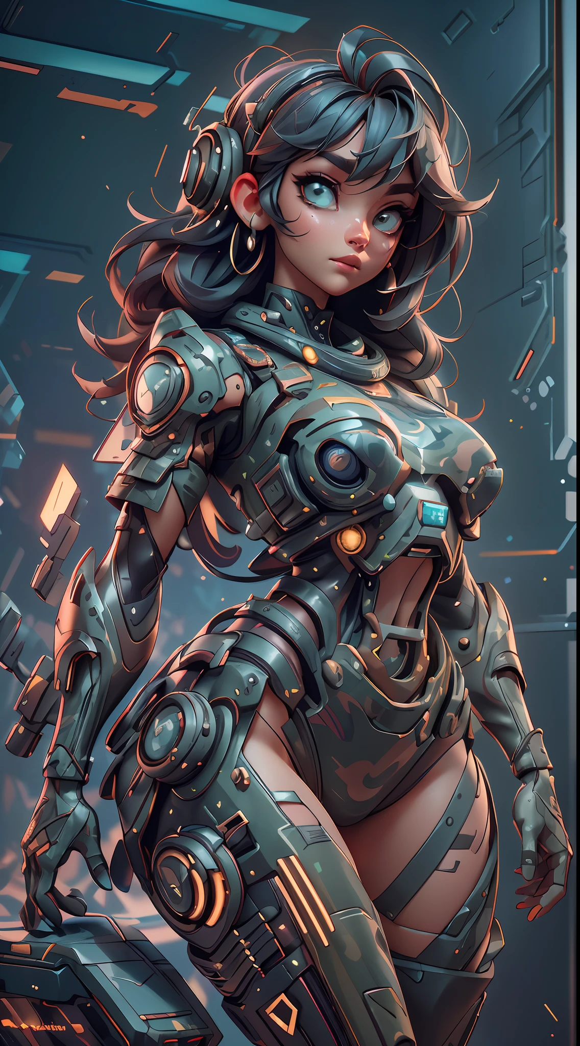 ((Best quality)), ((masterpiece)), (highly detailed:1.3), 3D, beautiful (cyberpunk:1.2) special forces, robort,female with thick voluminous hair wearing (wearing camouflage_uniform:1.1), body armour,cape,digital (camouflage:1.3),HDR (High Dynamic Range),Ray Tracing,NVIDIA RTX,Super-Resolution,Unreal 5,Subsurface scattering,PBR Texturing,Post-processing,Anisotropic Filtering,Depth-of-field,Maximum clarity and sharpness,Multi-layered textures,Albedo and Specular maps,Surface shading,Accurate simulation of light-material interaction,Perfect proportions,Octane Render,Two-tone lighting,Wide aperture,Low ISO,White balance,Rule of thirds,8K RAW,Efficient Sub-Pixel,sub-pixel convolution