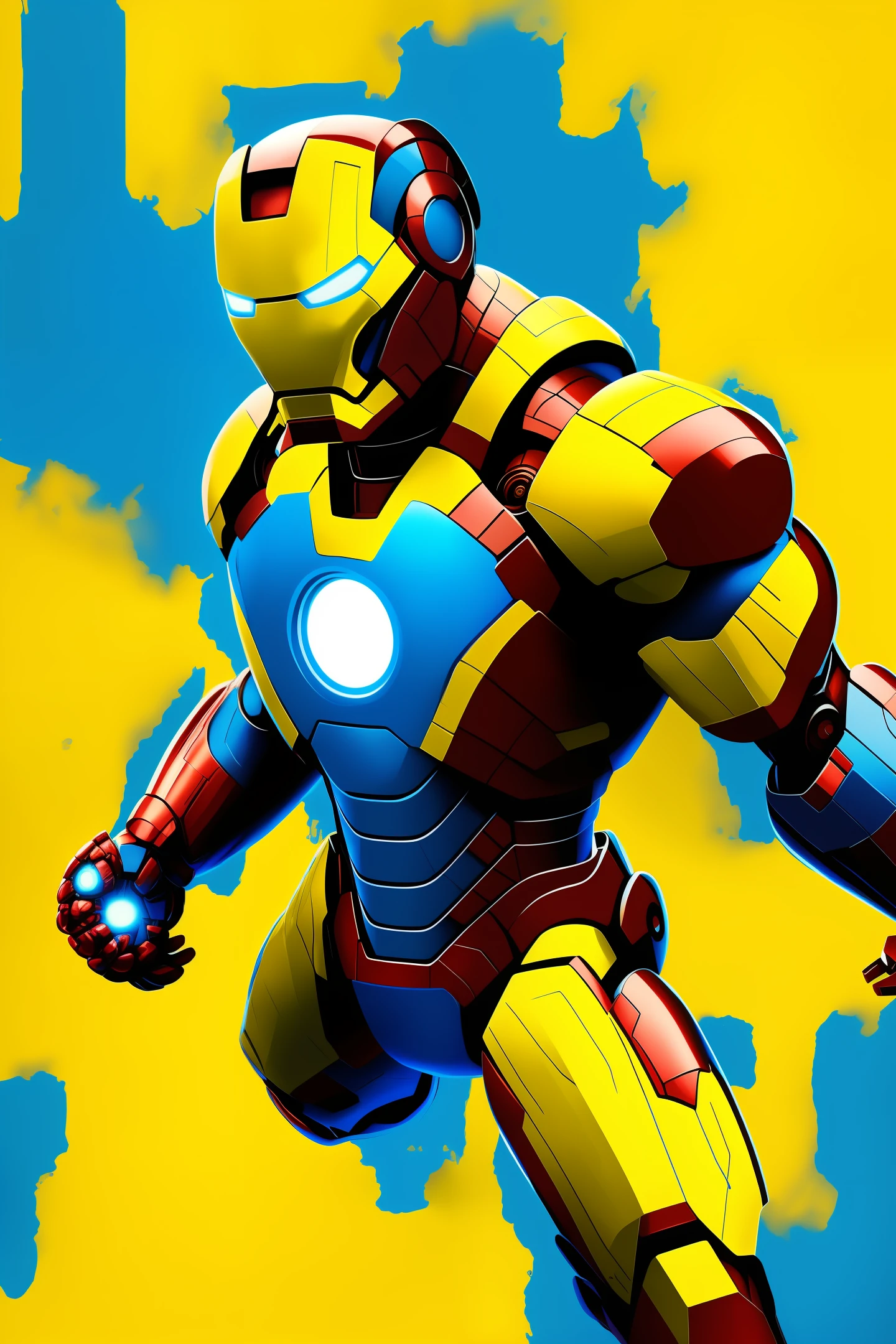 Iron man with the colors yellow and blue