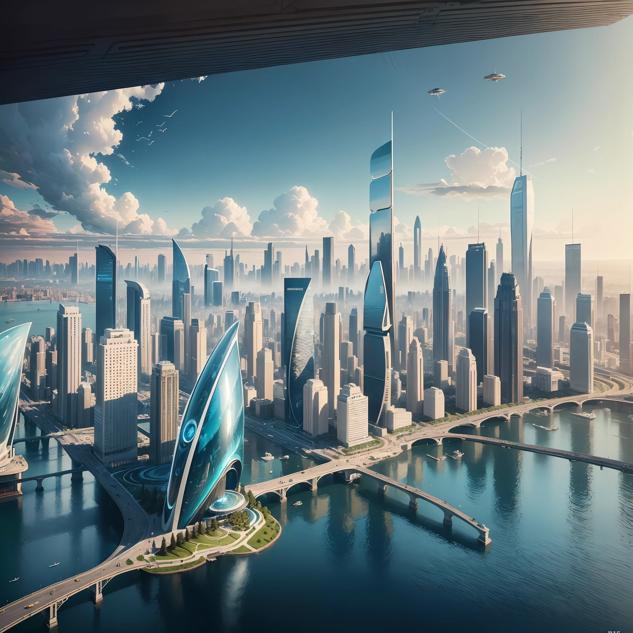 "({masterpiece}), impeccable quality, futuristic immersion, ultra-detailed drawing techniques, capturing stunning views of urban and natural landscapes in a world 100 years ahead, using a dynamic perspective and high angles to create scenes that float in the air and transport us to a bright and fascinating future." --auto --s2