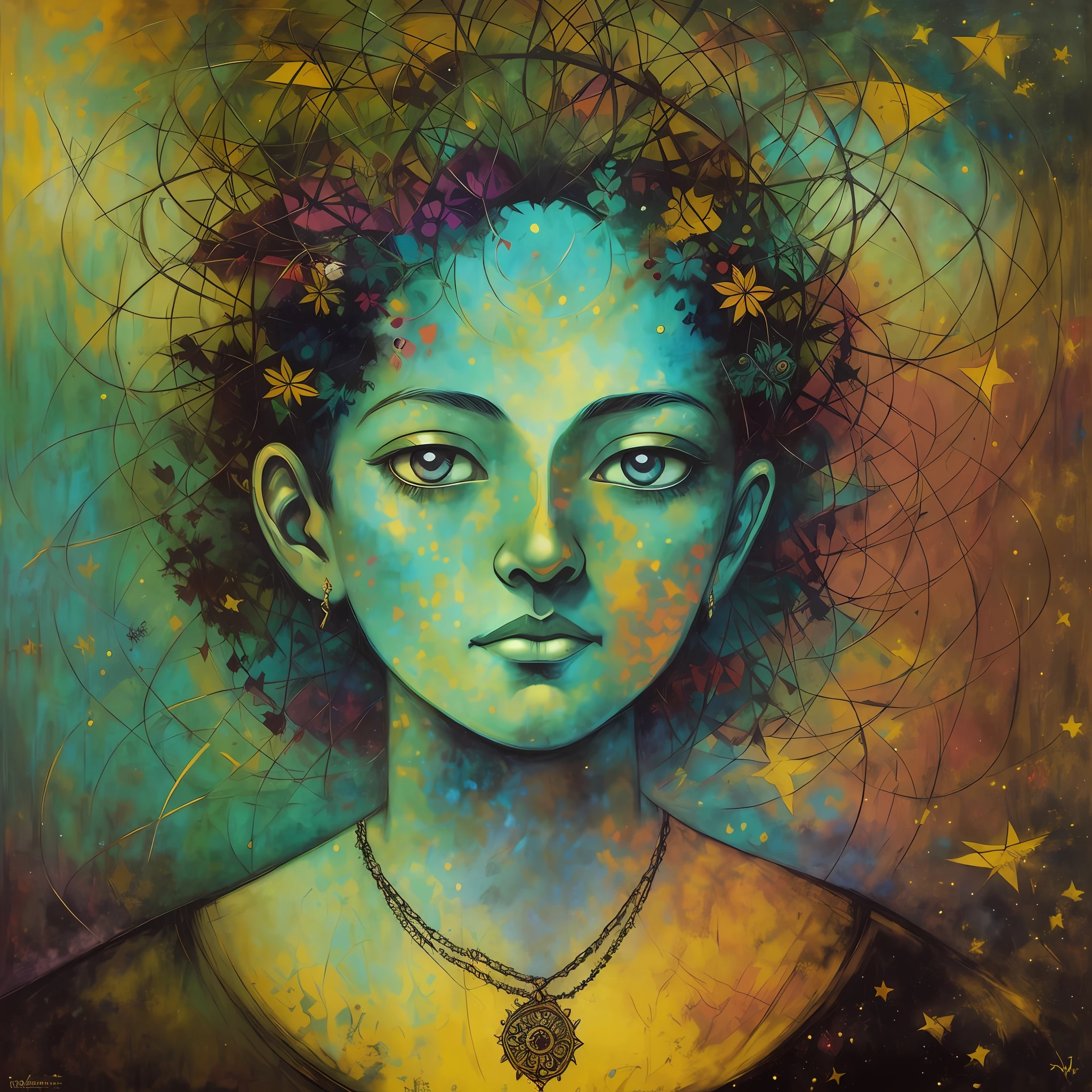 POVERTY - Abstract fantasy portrait in the style of Esao Andrews and Mordecai Ardon --auto --s2