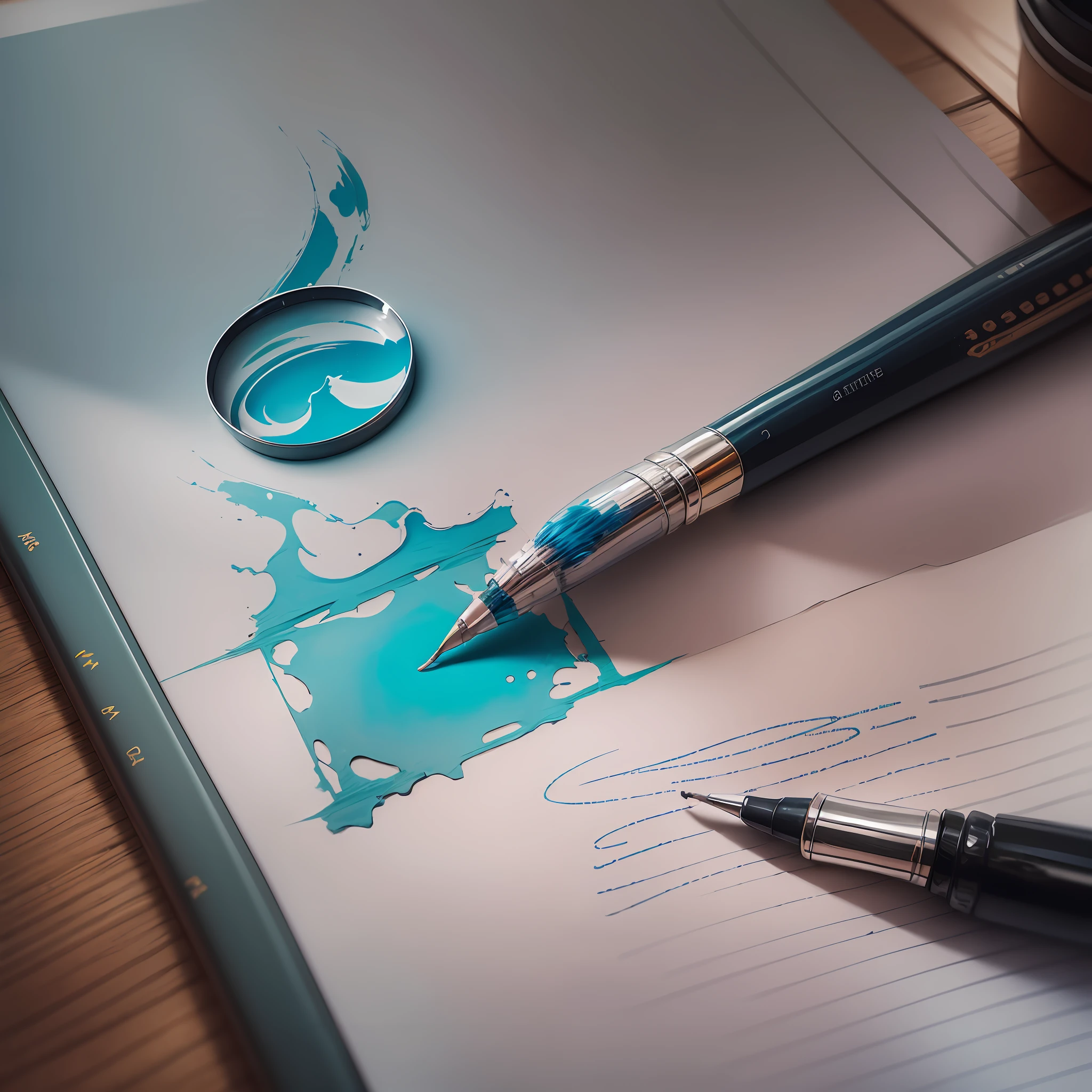 "Develop an image that presents a pastel background of light blue. Center the text 'PHASE 2: CREATING AN OPENING' by employing an elegant blank cursive font. Just below, insert a graphic representation of a handwritten open letter, and on top of it, highlight the phrase 'A LETTER TO YOUR EX', using a style of slanted calligraphy. In the lower-right corner, add a drawing of an ink feather with some adjacent ink smudges. The visual atmosphere must balance elements of romantic nostalgia and indications of strategy and conscious decision." --auto --s2