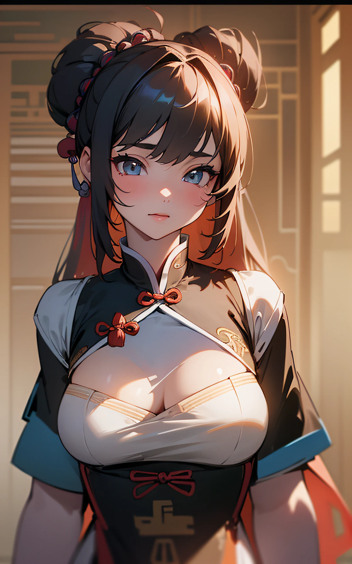 (Unity 16k Wallpaper, Masterpiece, Best Quality, Ultra-Detailed, Extremely Detailed CG, Caustics, Cinematic Lighting, Detailed, Beautiful Detailed Eyes, NSFW:2.0, 1girl, Curby), Ultra High Resolution, Fine skin, (cute: 1.2), (15-year-old girl), ((Chinese clothes: 1.2)), ((Fine background writing, saturated, strong light, sexy Chinese clothes)),