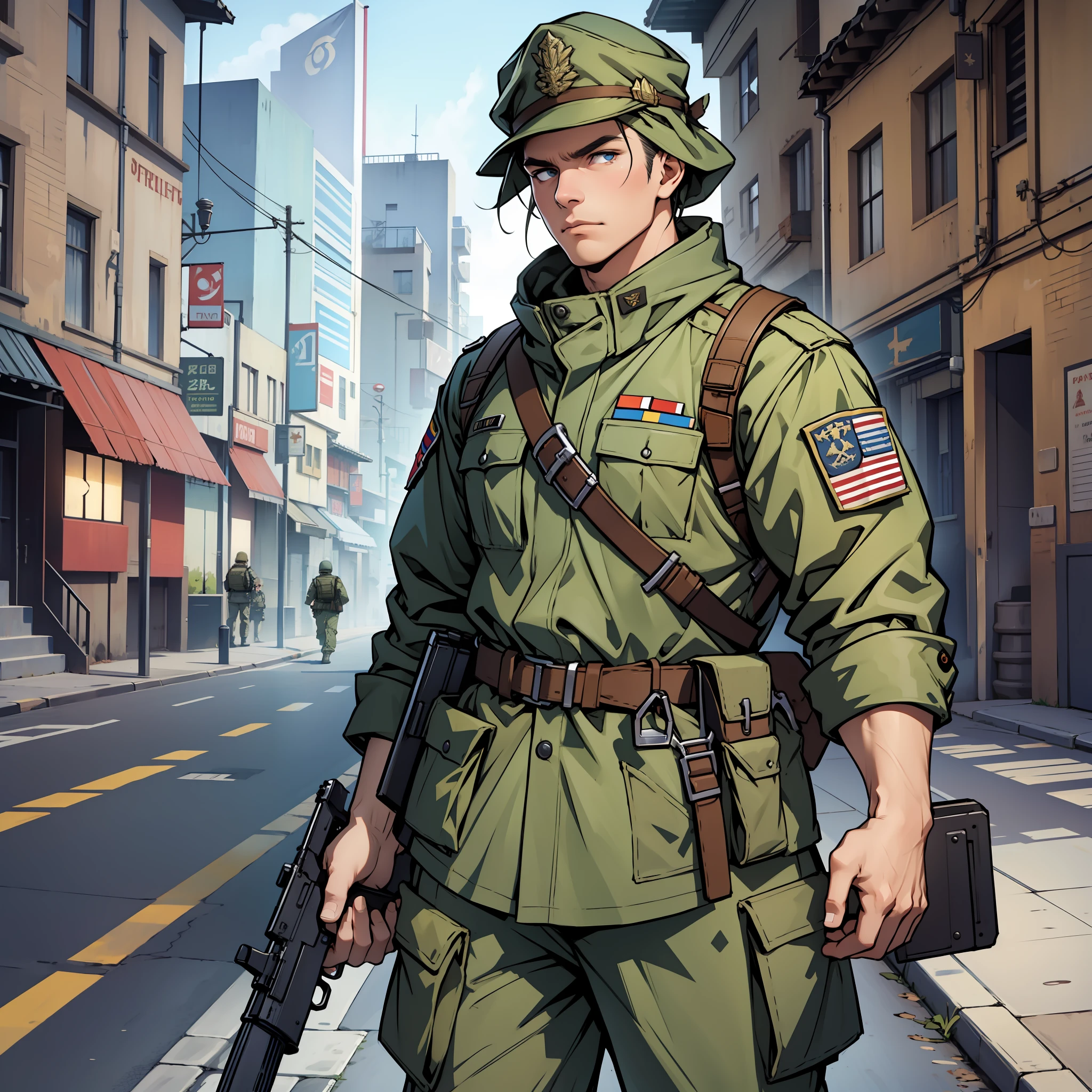 Create the image of a soldier of the Slavic armed militia