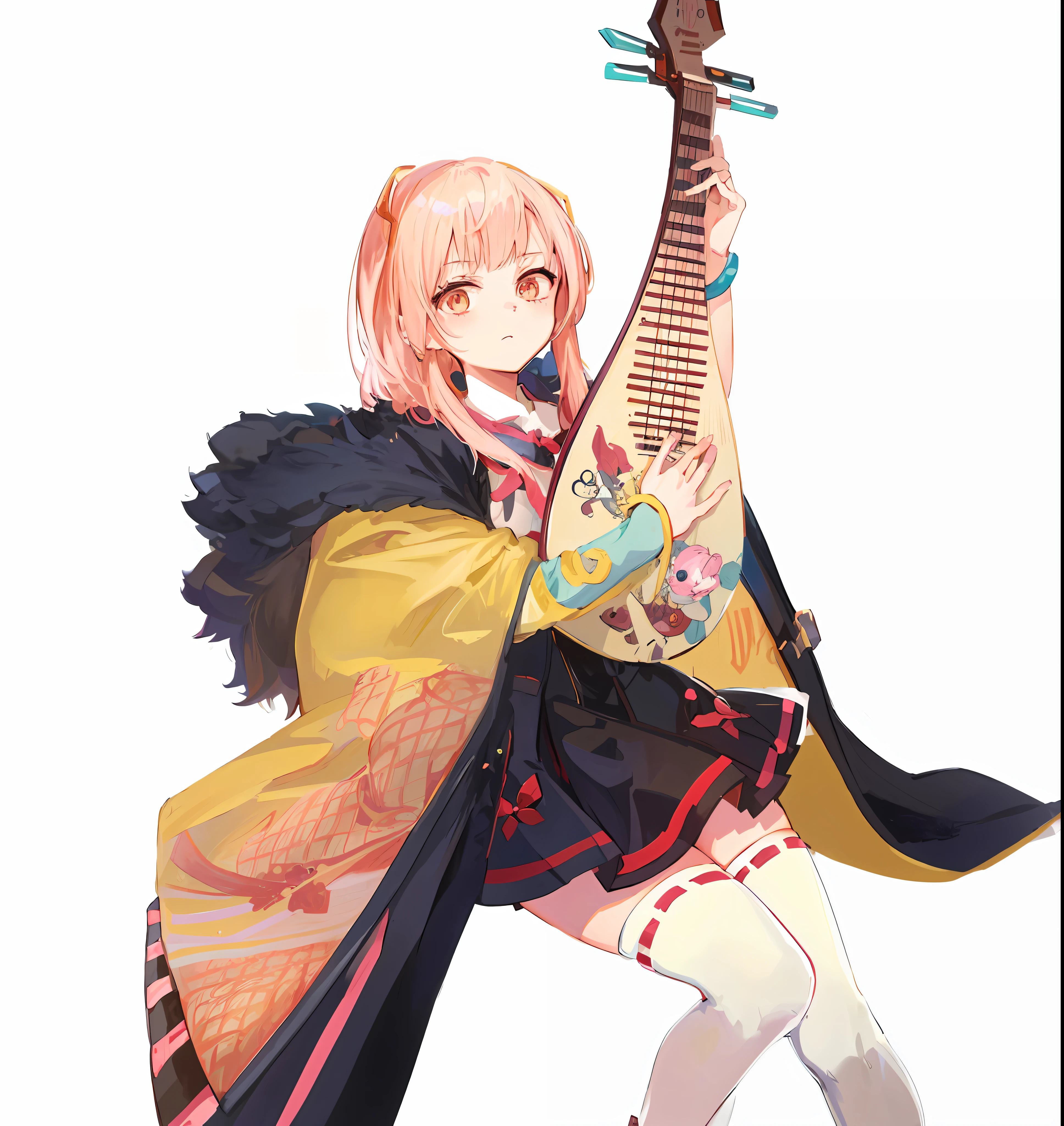 anime girl with a guitar and a cape, sayori, hanayamata, haruno sakura, best anime 4k konachan wallpaper, shirabii, render of april, is playing a lute, guweiz, lolish, (anime girl), zerochan art, sakura kinomoto, sakimimichan, from girls frontline