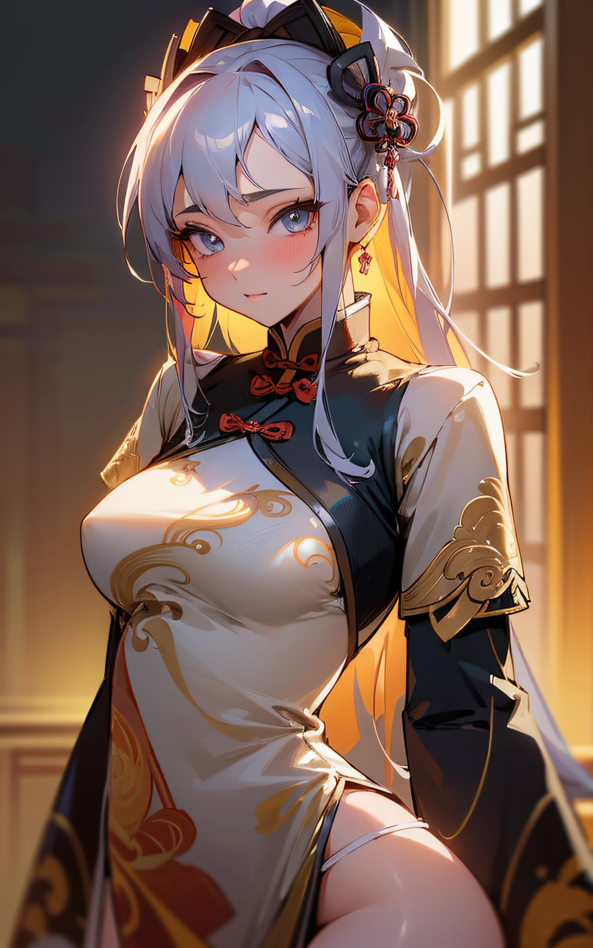 (Unity 16k Wallpaper, Masterpiece, Best Quality, Ultra-Detailed, Extremely Detailed CG, Caustics, Cinematic Lighting, Detailed, Beautiful Detailed Eyes, NSFW:2.0, 1girl, Curby), Ultra High Resolution, Fine skin, (cute: 1.2), (15 year old girl), ((Chinese clothes:1.2)), ((Fine background writing, saturated, strong light, sexy Chinese clothes, sexy pose))