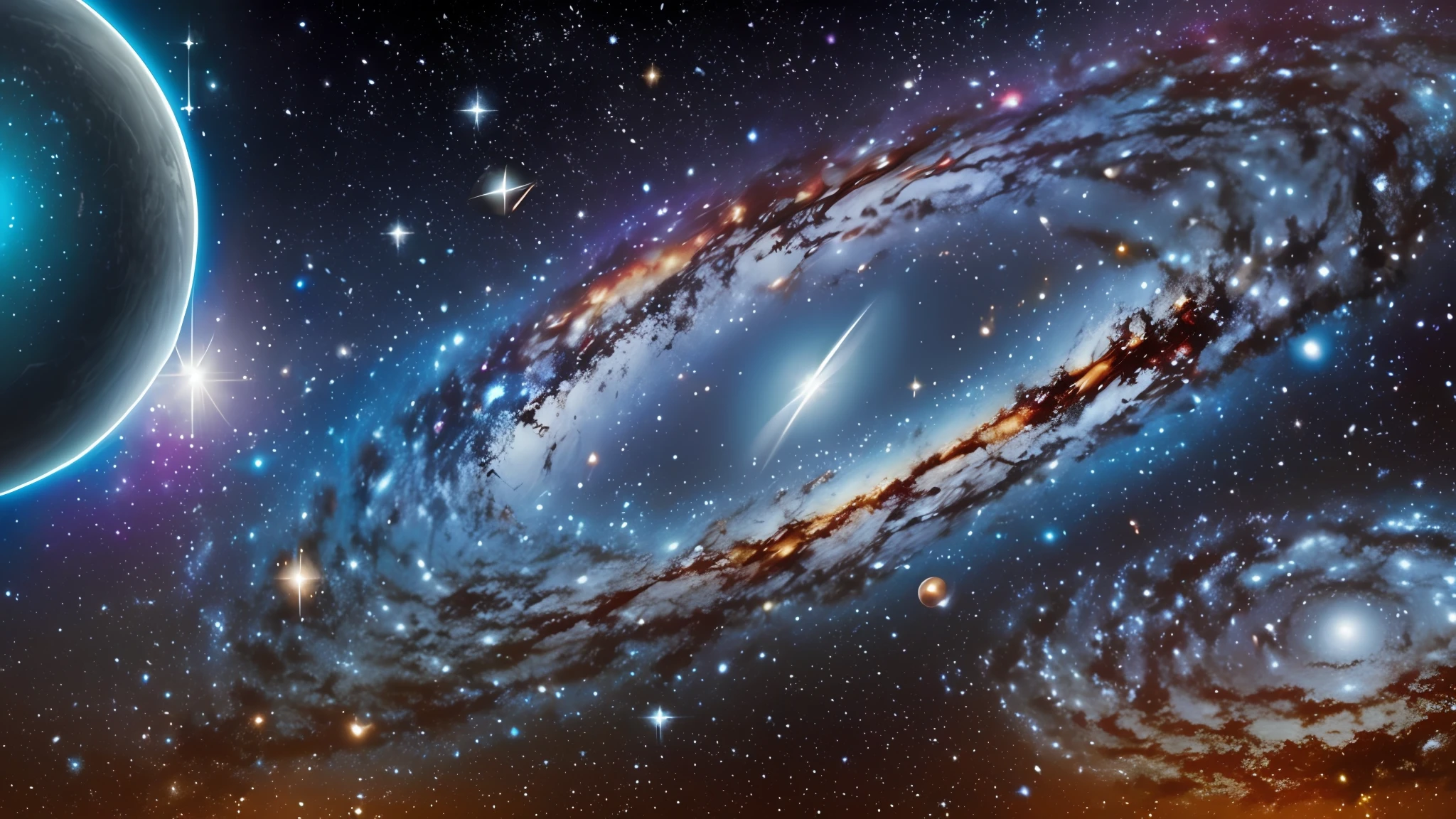Create a realistic picture of the Universe and its galaxies, make it more realistic and with less effect of gravity