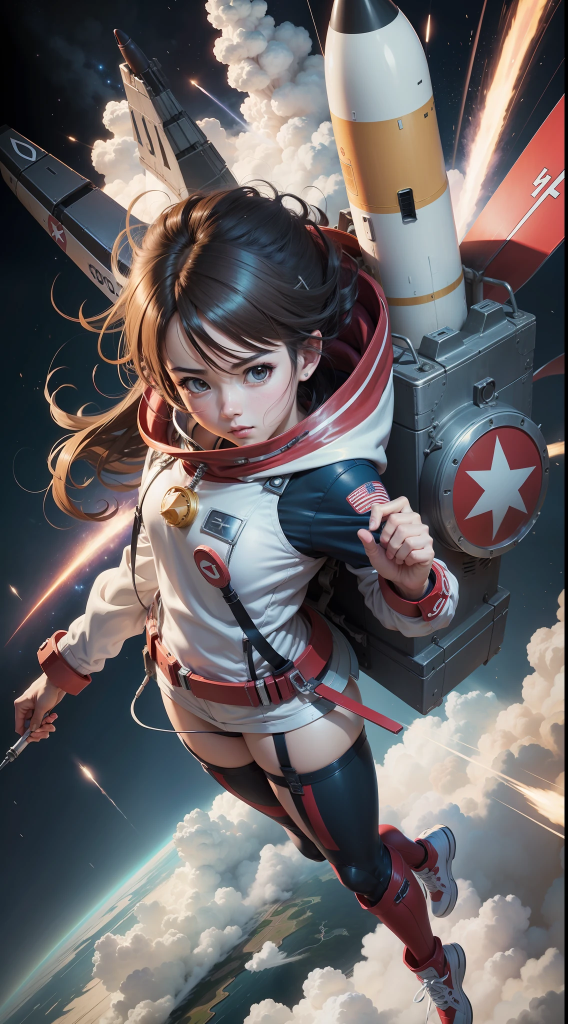 An anime-style rocket, flying around the number 6, speed