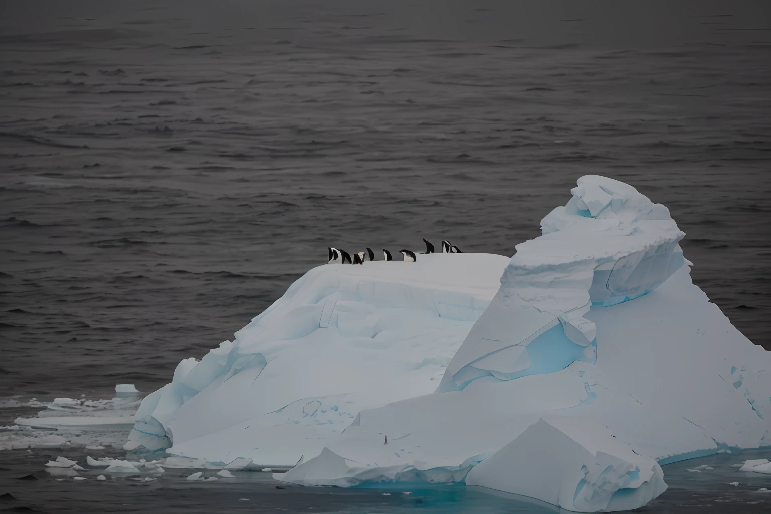 there are a lot of penguins on top of a large iceberg, icebergs in the background, antarctica, antarctic, icebergs, sitting on top of a cryopod, visible from afar!!, penguins, viewed from very far away, a group photo of a seal, posing for camera, mountains made out of icebergs, image from afar, by Charlotte Harding