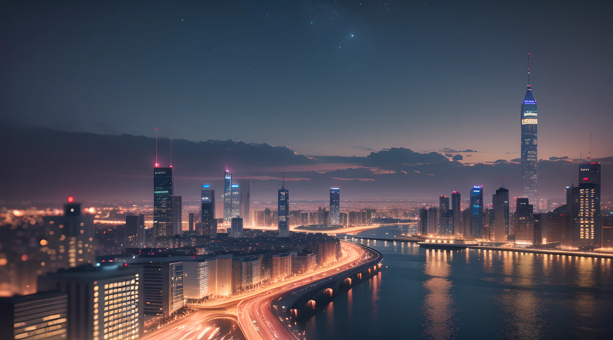 City at night, 8K, C4D, Octane, cinematic texture, exquisite details --auto --s2