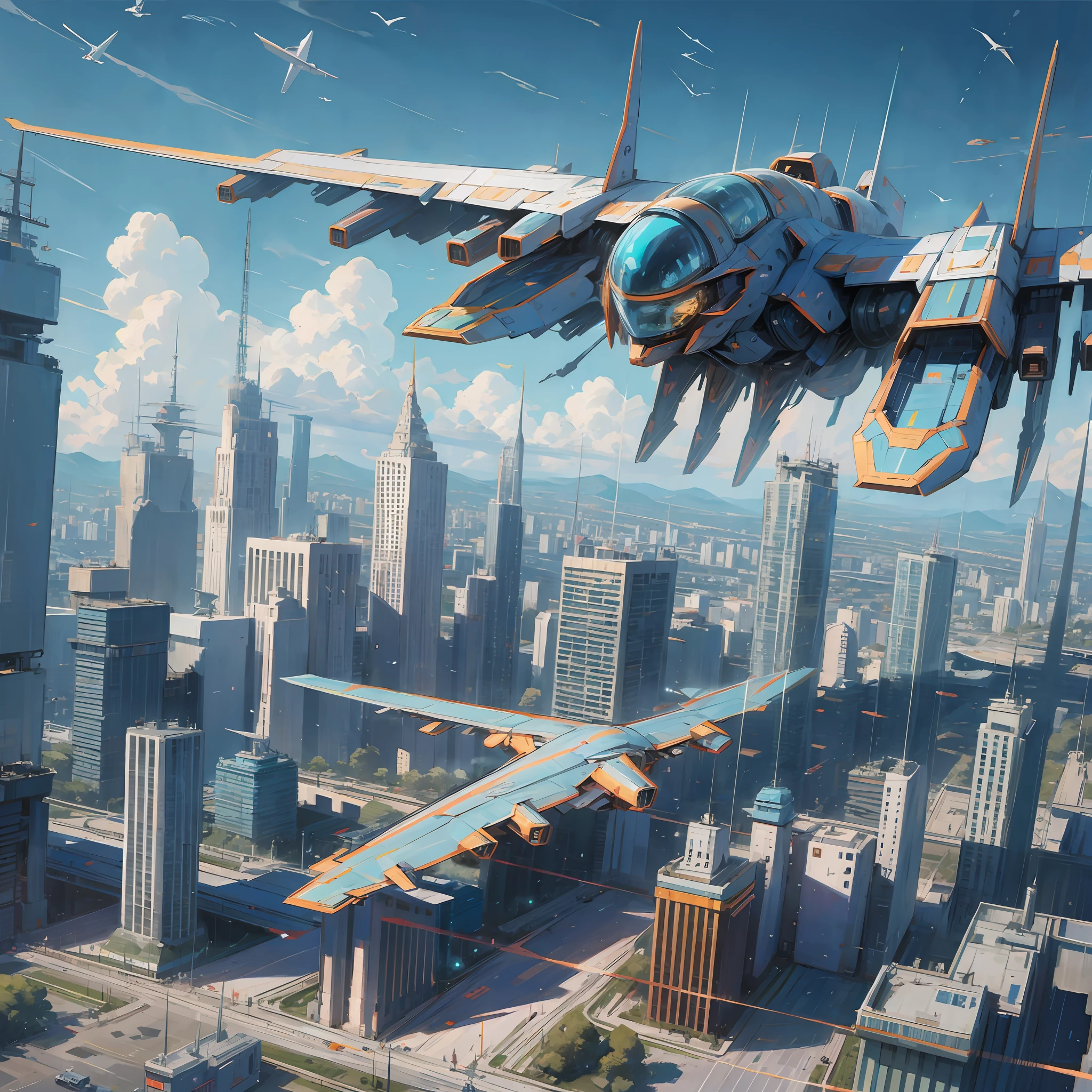 Giant robot plane destroying a city --auto --s2