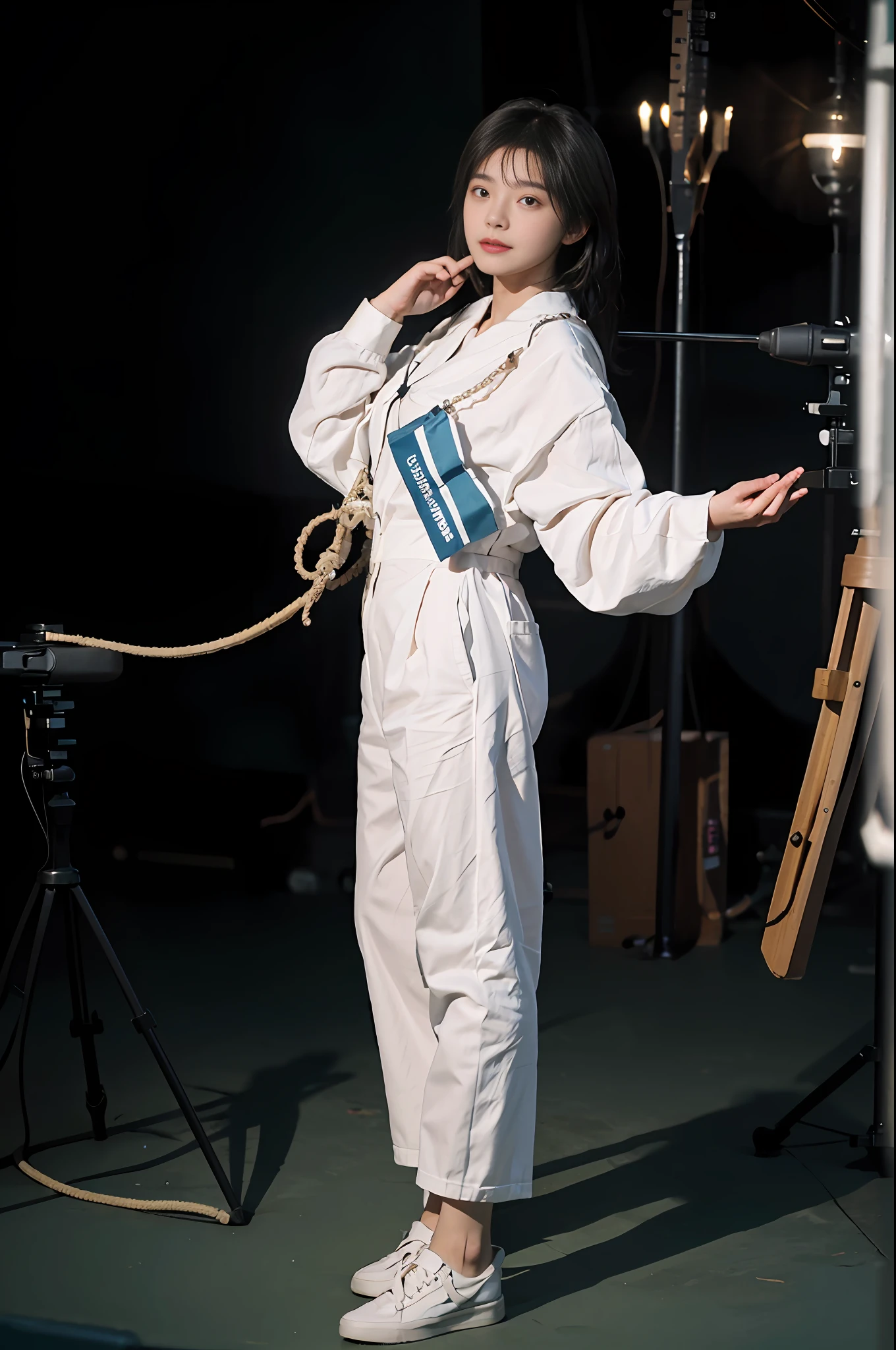 8K, Best Quality, Masterpiece, Ultra High Resolution, (Anchor: 1.5) (Realism: 1.4), (Actor Shooting Angle), 1 Girl, Beautiful Eyes and Face Details, Masterpiece, Best Quality, Close-up, Full Body, Look at the Camera
