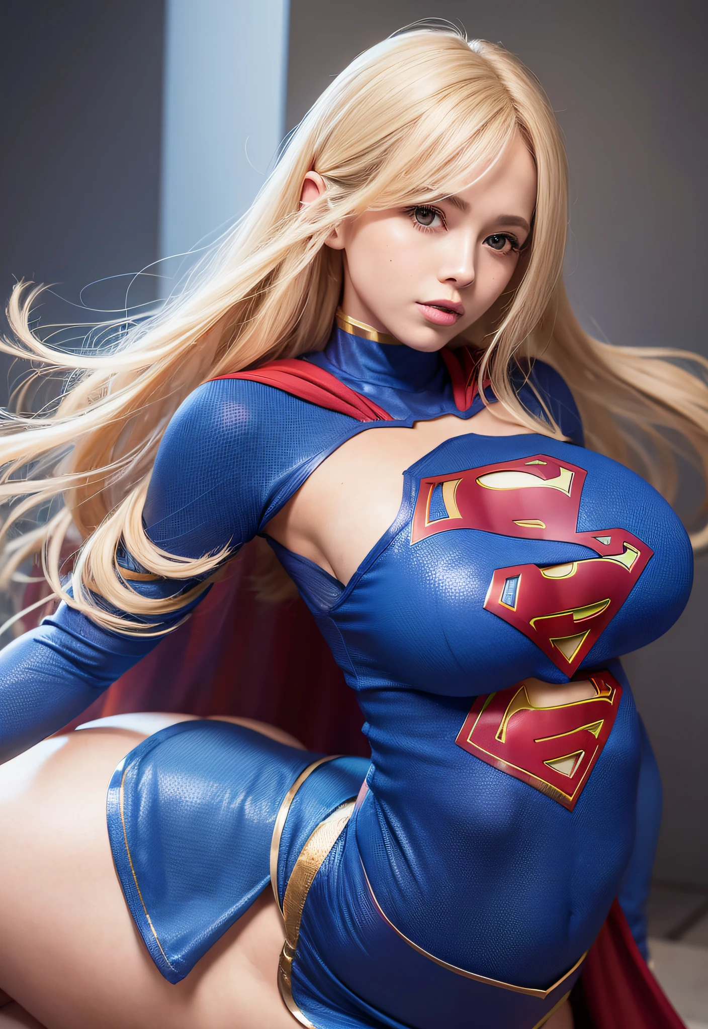 Woman body set big breasts, Supergirl costume dress