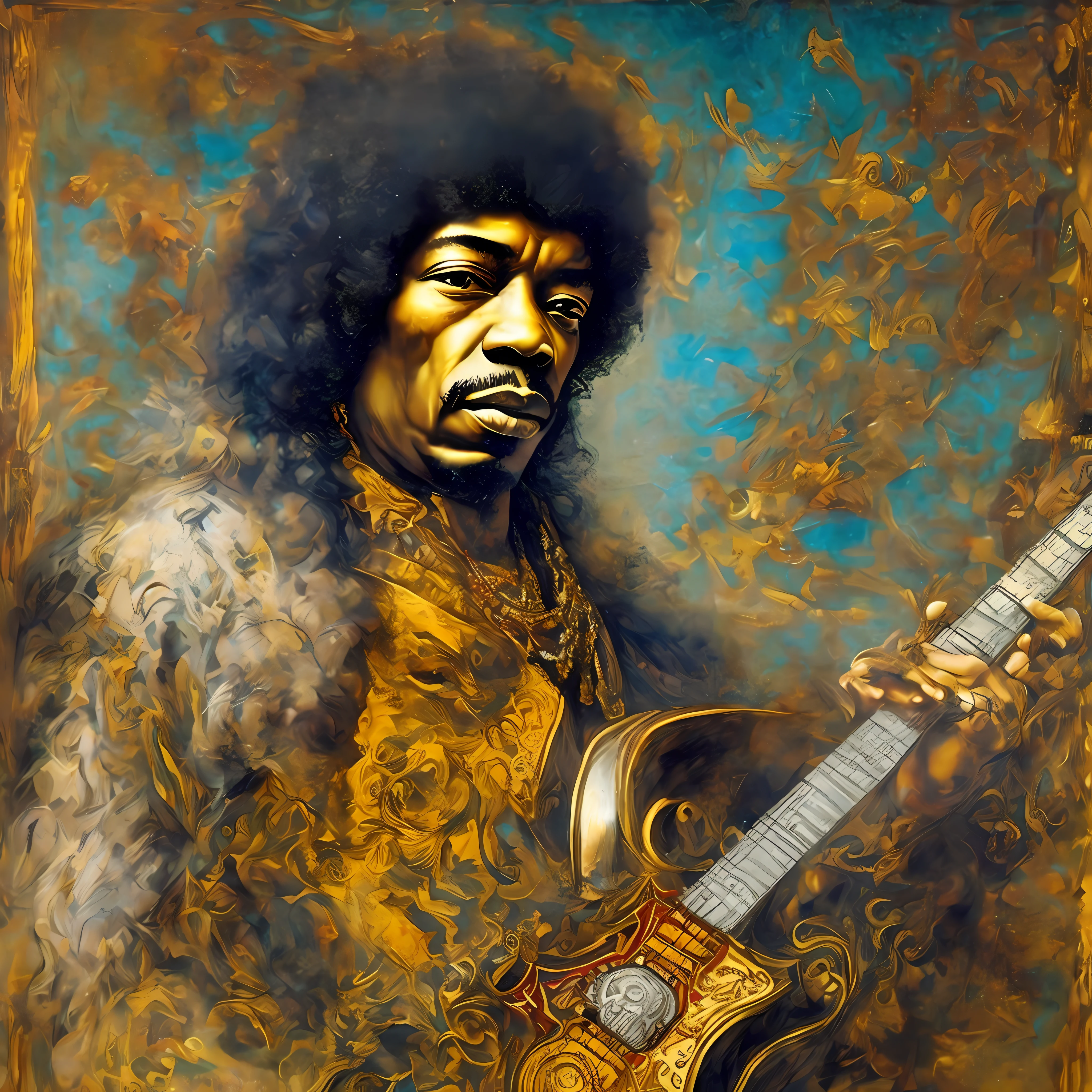 Painting of Jimi Hendrix by Leonardo da Vinci --auto --s2