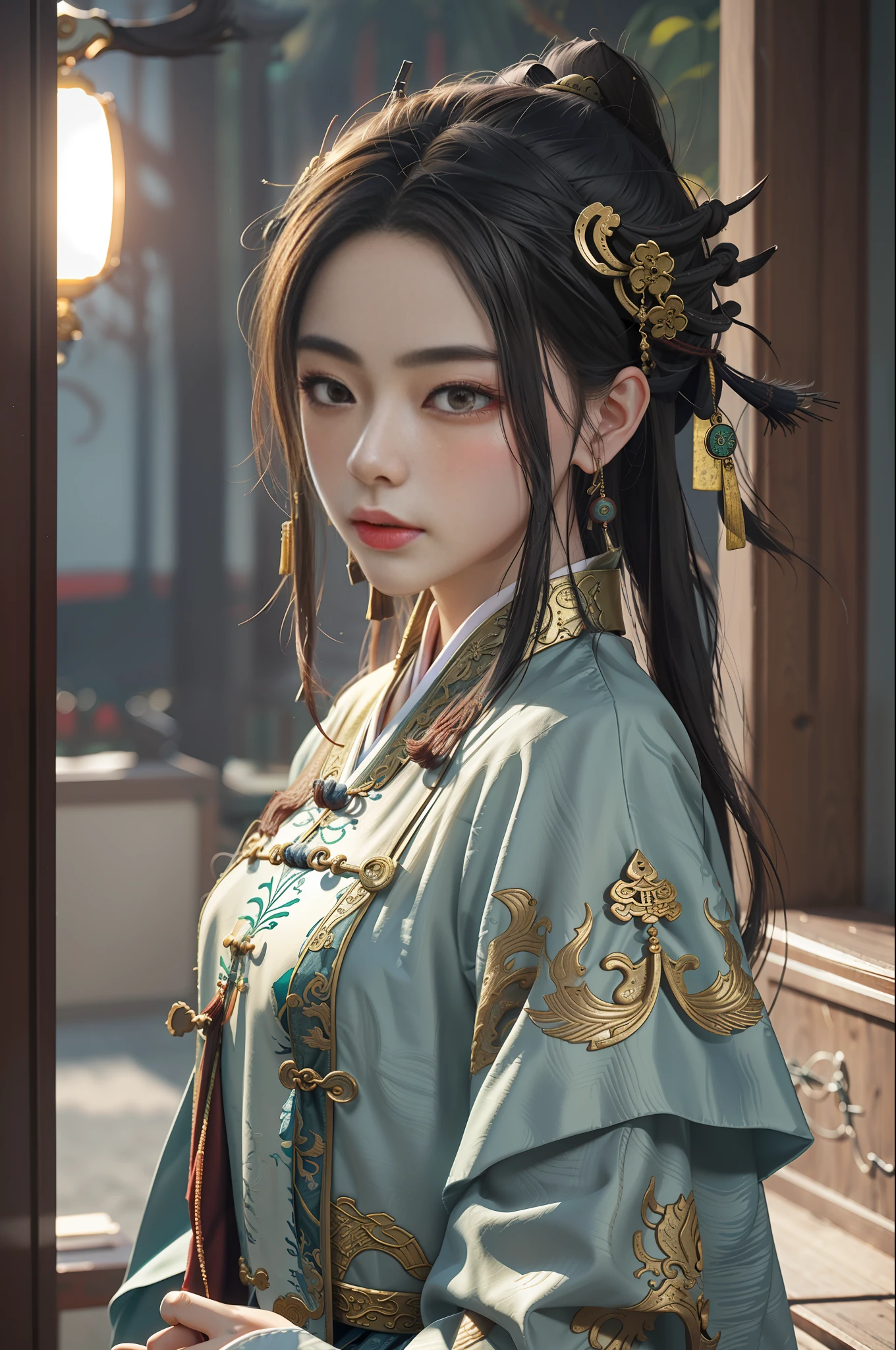 depth of field, 1girl,complex_clothes,(xianxia_style:1.2),Cinematic Lighting,