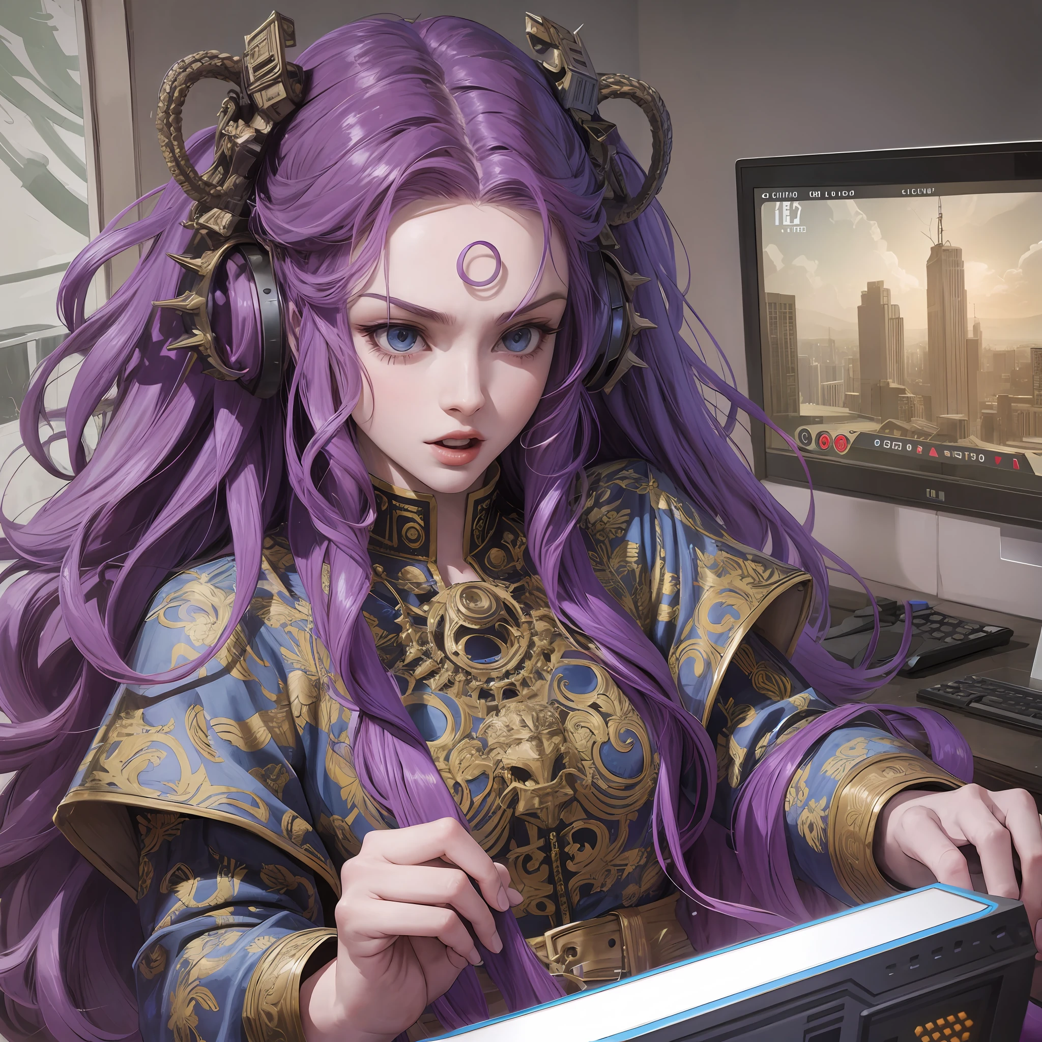 Medusa, playing video games, video games, losing, angry, holding control