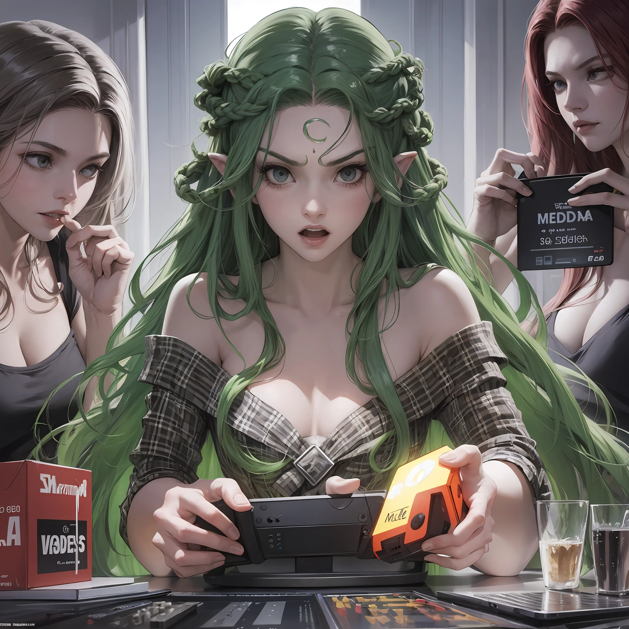 Medusa, playing video games, video games, losing, angry, holding control