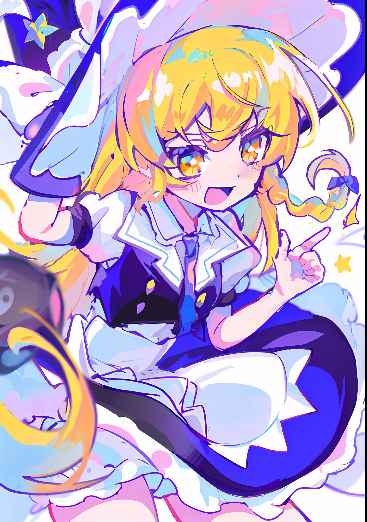 anime girl with a sword and a hat on her head, anime moe artstyle, splash art anime , from touhou, lolirochan art, rin, kagamine rin, small curvy loli, to character, negao, zerochan, lolish, voca, ❤🔥🍄🌪, by Puru