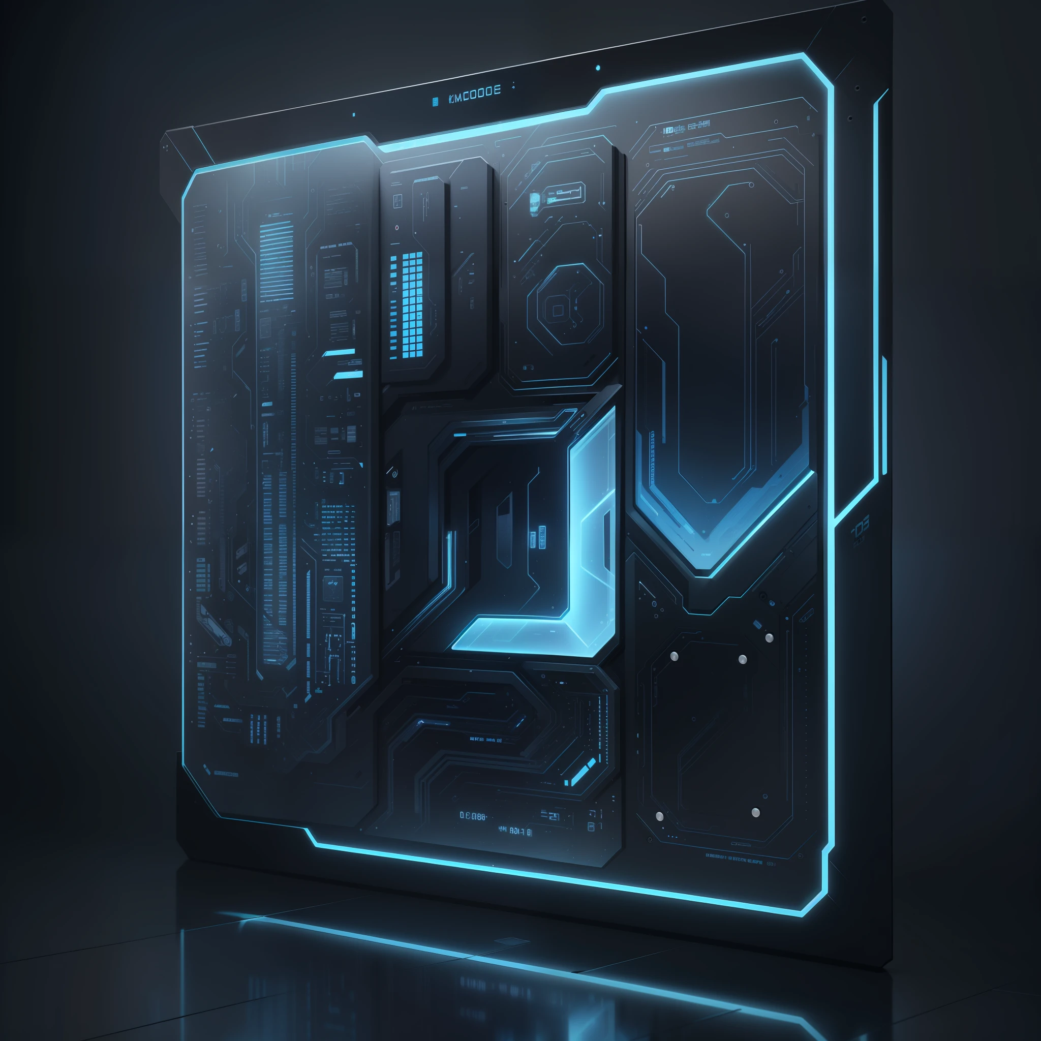 This blue transparent technology panel looks like it is from the future, very advanced and high-tech. The panel is rectangular in shape, and the transparent glass material presents a dark blue tone, giving a calm and rigorous feeling.
At the center of the panel is a large display with glowing blue graphics and data information that appears to be doing some kind of calculation or monitoring work.
There are some blade-like components around the panel, and the whole panel incorporates a precise mechanical sense and a fashionable streamlined style, fully demonstrating the progress and development of science and technology. It looks not only beautiful but also efficient, and it seems that the potential is limitless.