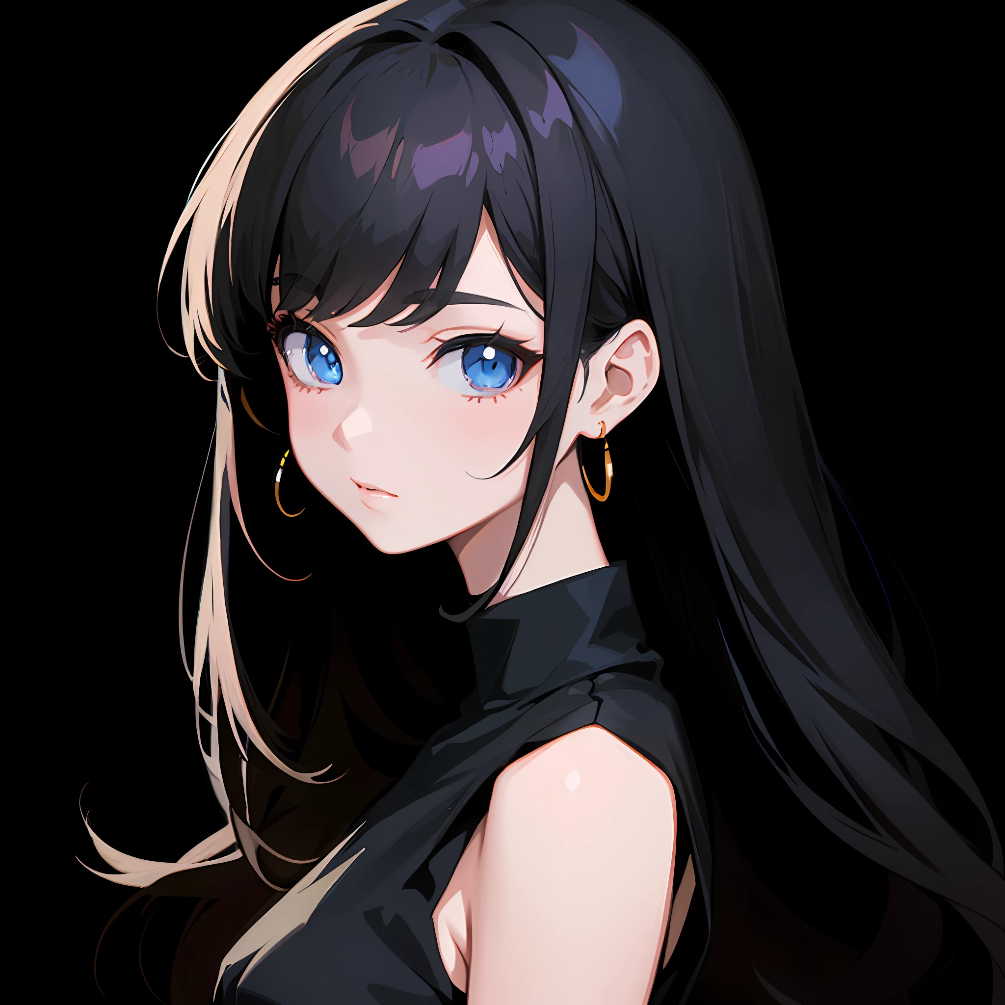 anime girl with long black hair and blue eyes in a black dress, anime moe artstyle, digital anime illustration, made with anime painter studio, smooth anime cg art, portrait anime girl, painted in anime painter studio, digital anime art, high quality anime artstyle, portrait of an anime girl, anime style portrait, anime style. 8k, (anime girl)