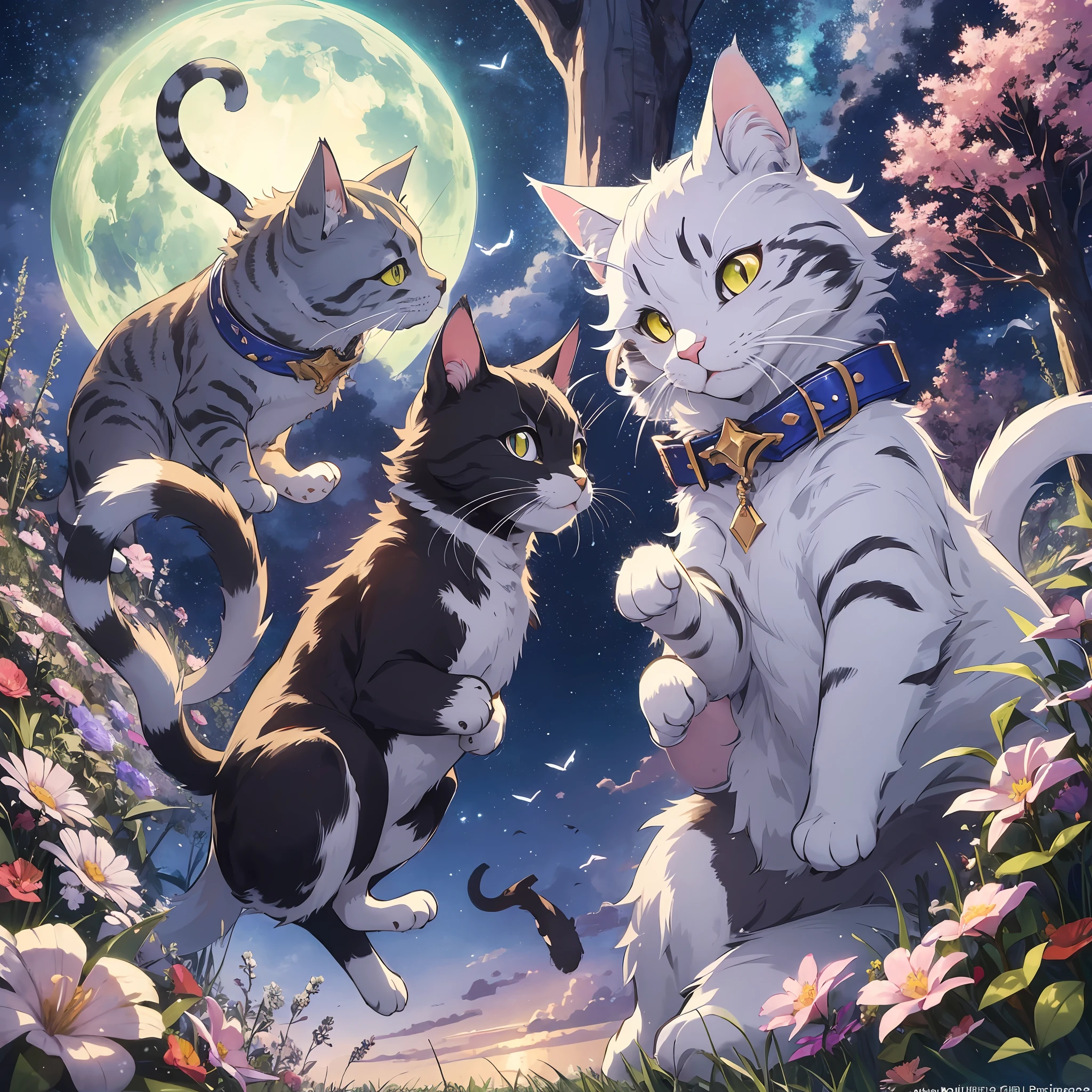 In the vast space that spreads out at the end of the sky, a beautiful carpet of clouds spreads out. In it, countless stars twinkle and constellations are depicted. And there is a cat paradise where cats live happily.
In this cat's paradise, different species of cats gather and roam freely in the air. The coat is fluffy and beautiful, and the tail is elegantly fluttering. In the place where the cats gather, there is a large cotton candy-like cloud that floats around, and you can see the cats relaxing on it.
Cats play freely in the sky, jumping and playing. There are mysterious playground equipment floating in the air and athletics dedicated to cats, and cats enjoy making full use of them. The jumping chase of fish and search for toys is like a somersault, and it can be said that it is a brilliant performance.
In addition, beautiful flowers bloom in paradise and fragrance wafts in the air. The cats are very interested in the flowers, and you can see them bringing their noses close to smell them and lightly touching them with their tails. The colors of the flowers and the fur of the cats are in harmony, and it is a dream-like scene.
In Cat's Paradise, the stars shine in unison at sunset and beautiful auroras spread across the sky. The cats are intrigued by the glowing light and jump and wiggle their tails to play. The stars and cats blend together to create a mysterious and fantastic space.
This cat's paradise is a place where cats go crazy to play, have fun and find peace. The cats are flying freely in the air and smiling against the starry sky. --auto --s2