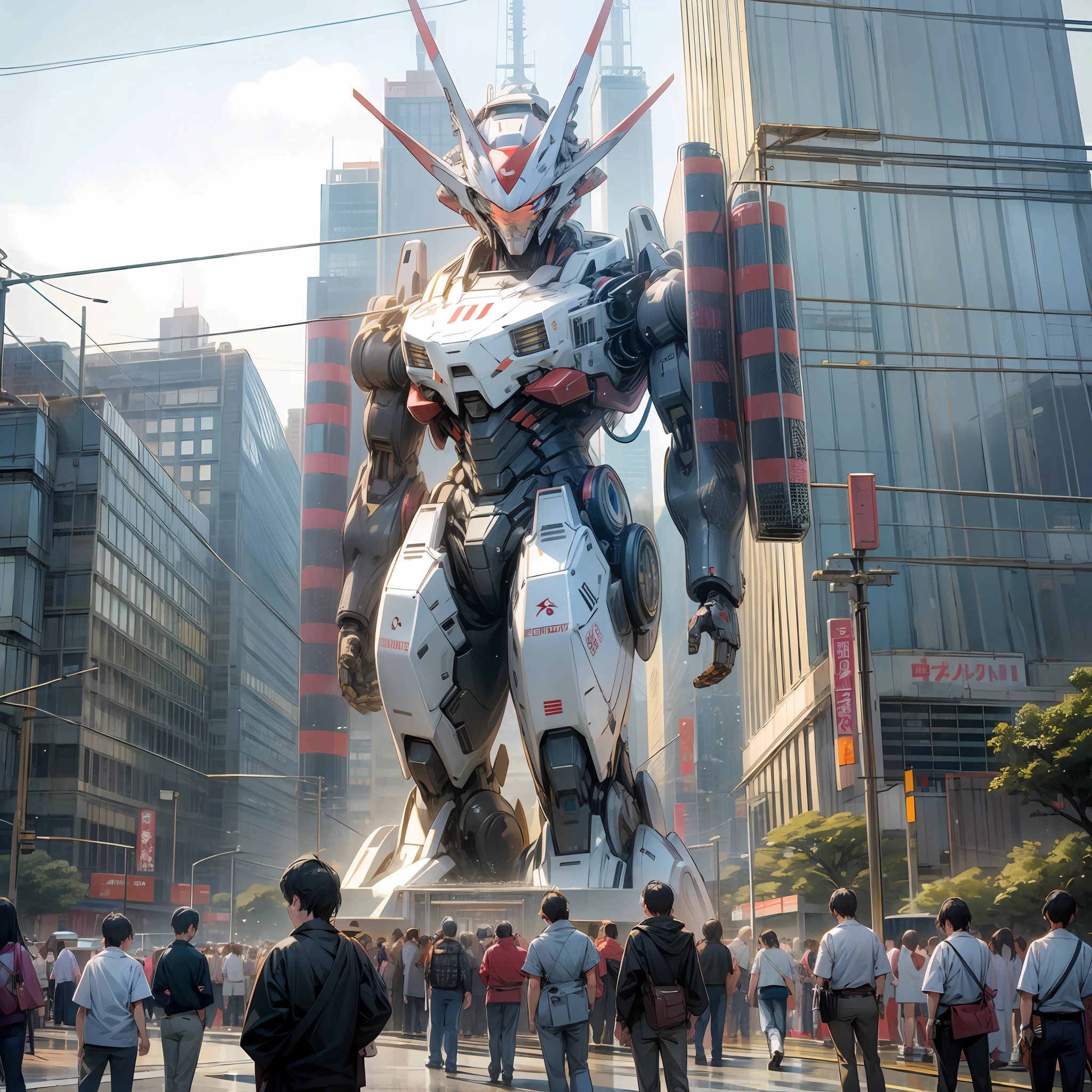 Japan, Tokyo, in front of the National Diet Building, giant robot standing upright --auto --s2