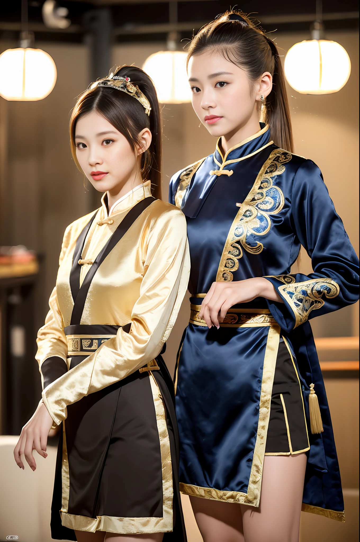 ((Realistic lighting, Best quality, 8K, Masterpiece: 1.3)), Clear focus: 1.2, A girl is a streamer with goods, Beautiful woman with perfect figure: 1.4, ((Dark brown ponytail long hair)), (Tang Dynasty Han costumes: 1.4), (Live broadcast in the live room: 1.8), Super fine face, fine eyes