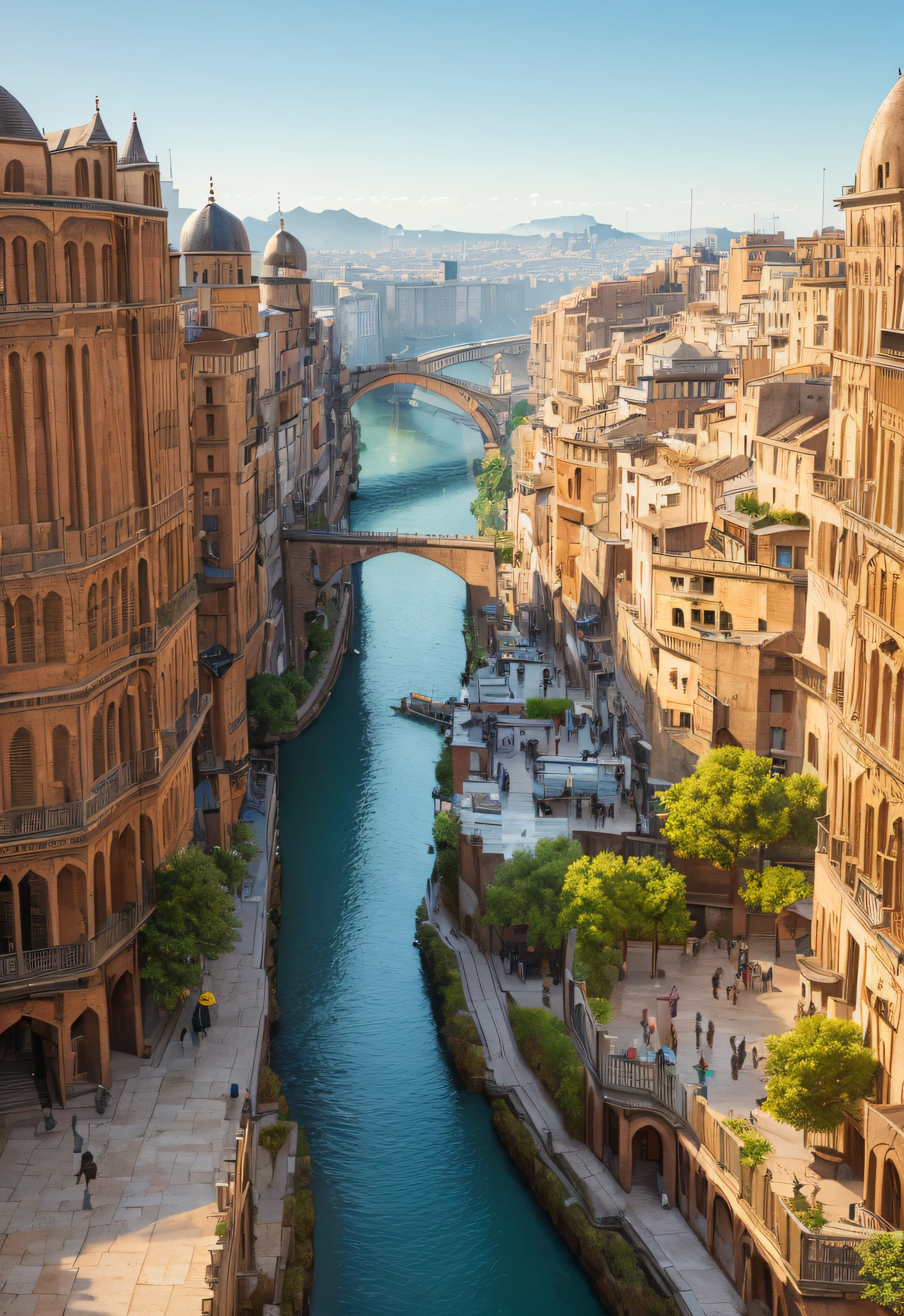 ((masterpiece)),((best quality)),((high detial)),((realistic,))
Industrial age city, deep canyons in the middle, architectural streets, bazaars, Bridges, rainy days, steampunk, European architecture