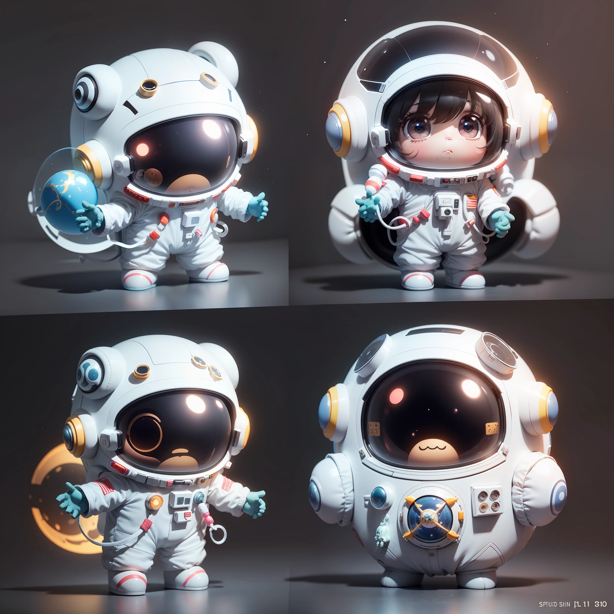 Super Cute SCP Foundation Little Monster Full Body 3D Image, 1 Cute C4D, Pop Matt Blind Box, Glow Bubbles, Toys, Solid Color Background, Chibi, Fluorescent Translucency, Glow Body, Kawaii, (((Astronaut, Space Suit))), Reference Table, POP Mart Blind Box, Pixar, Intricate Details, 3D Rendering, Blender, OC Renderer, Foll Body Reference Sheet, Dribble, High Details, 8K, Studio Lighting, Loli, Petite, Child, Chibi, SD characters: 1.1, Magic Space Warehouse background