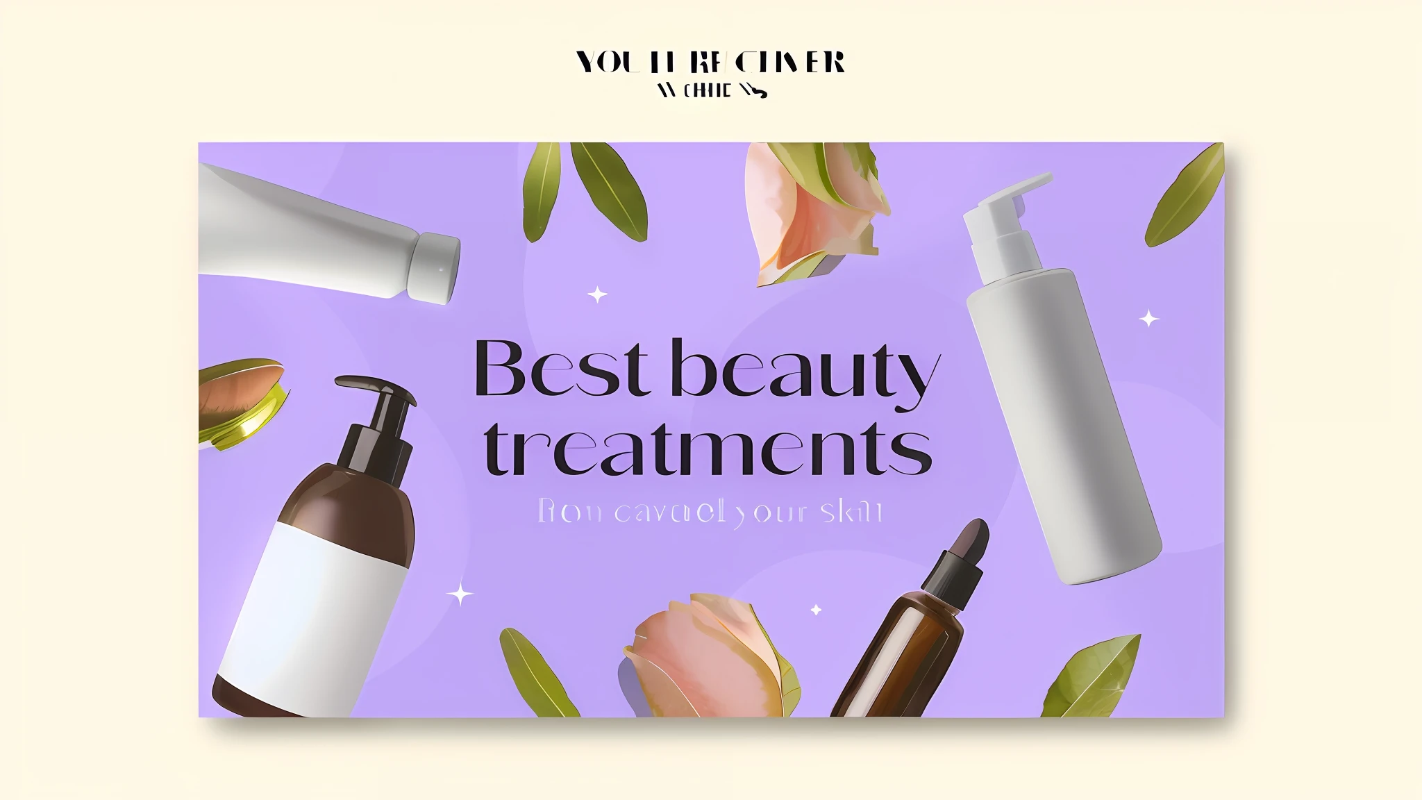 a close up of a purple banner with a lot of beauty products, beauty campaign, best on adobe stock, facial beauty, skin care, beauty, beauty filter, skincare, art cover, commercial banner, trailer, vibrant vials, highlight, flawless beauty, by Aya Goda, unique non conventional beauty, awesome greate composition, art cover illustration, stunning beauty