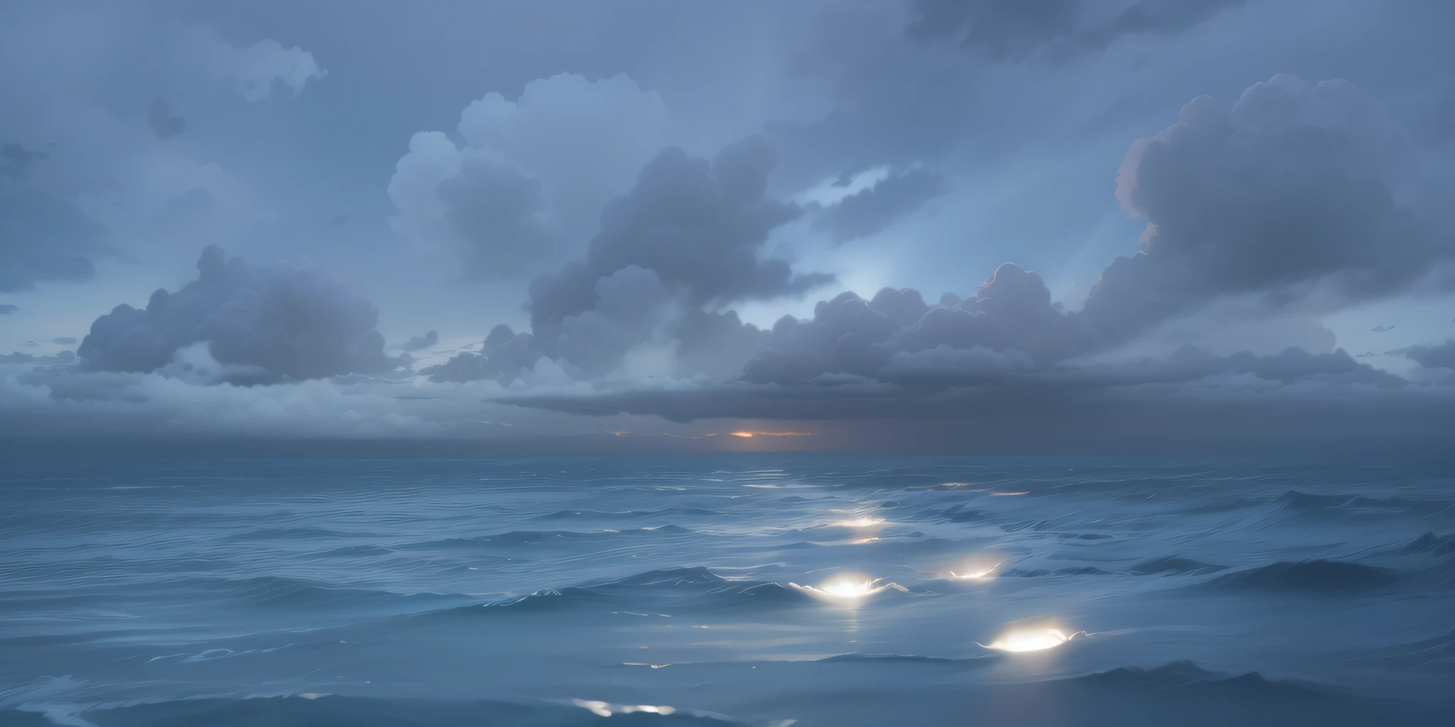 There are a lot of dark clouds, realistic sky, dusk with sunset, volumetric light, Ghibli style --auto --s2