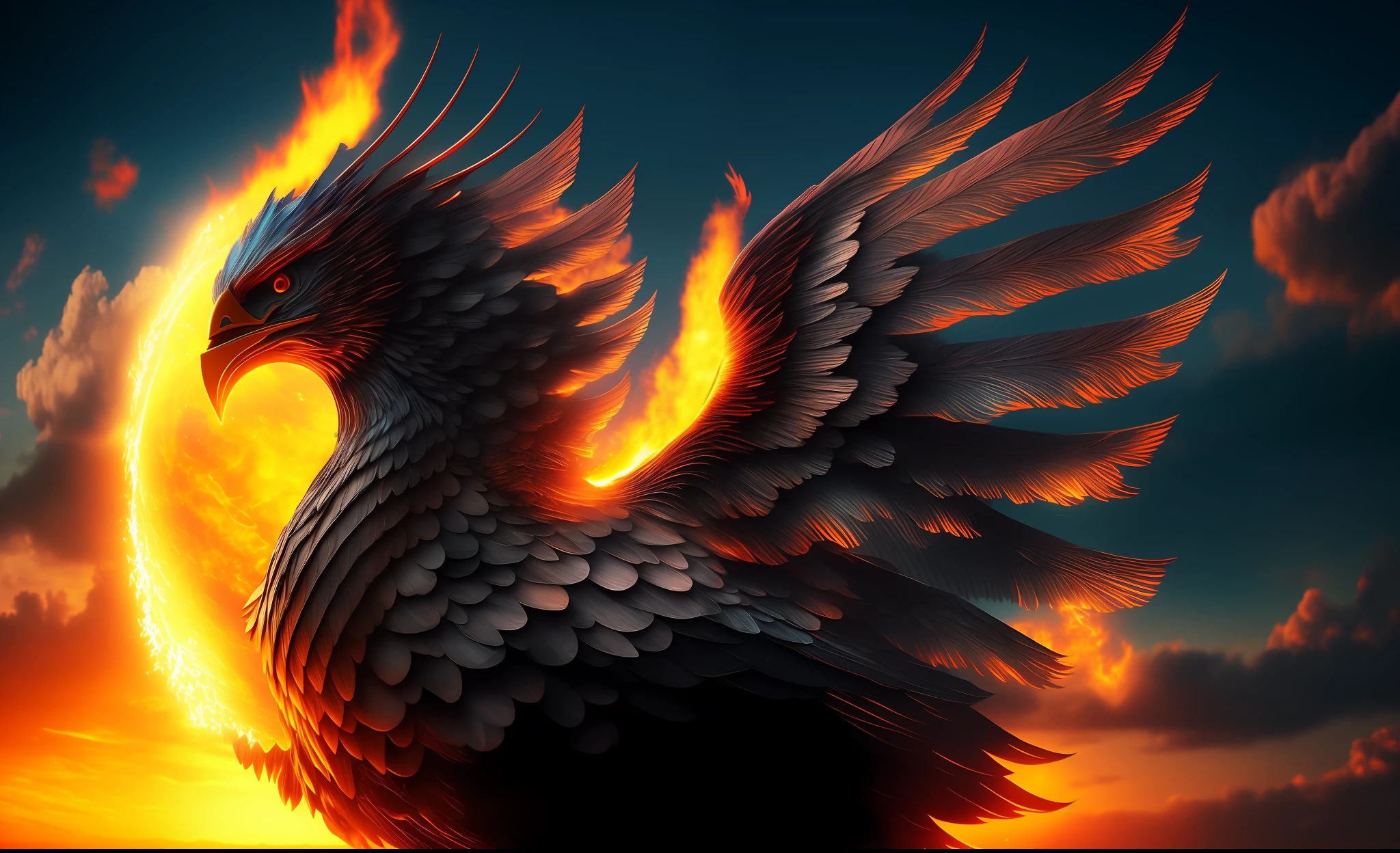 a majestic phoenix ignited in a lunar setting Toxic, 4k, HDR, realistic