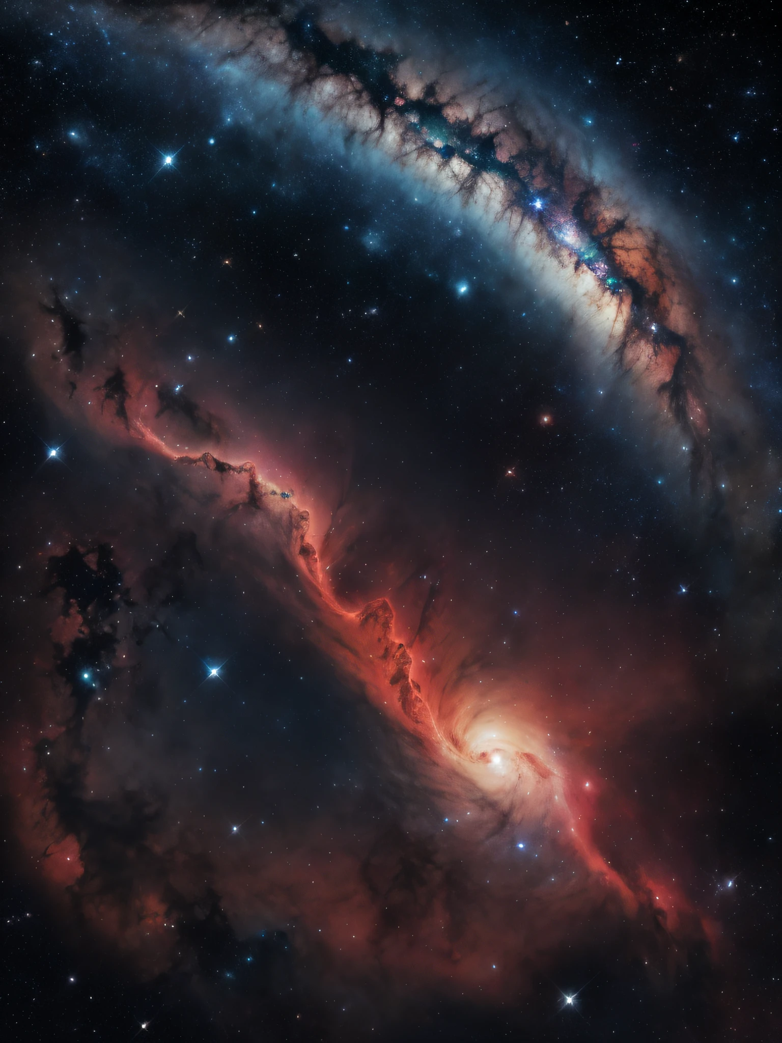 Detailed portrait, Universe Carina Nebula, dark night, point of illumination, starry 4k