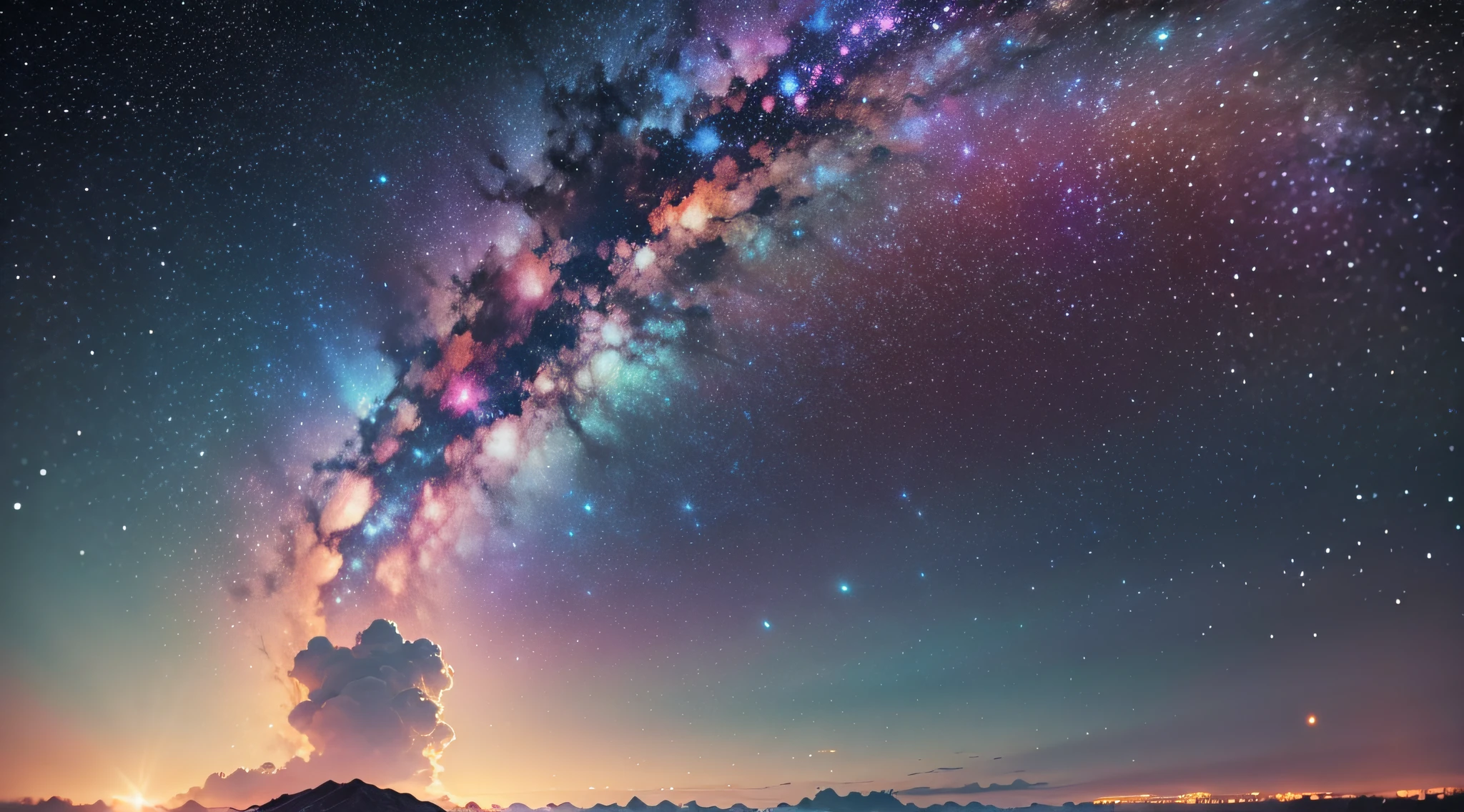 Colorful starry sky, beautiful night sky --auto --s2