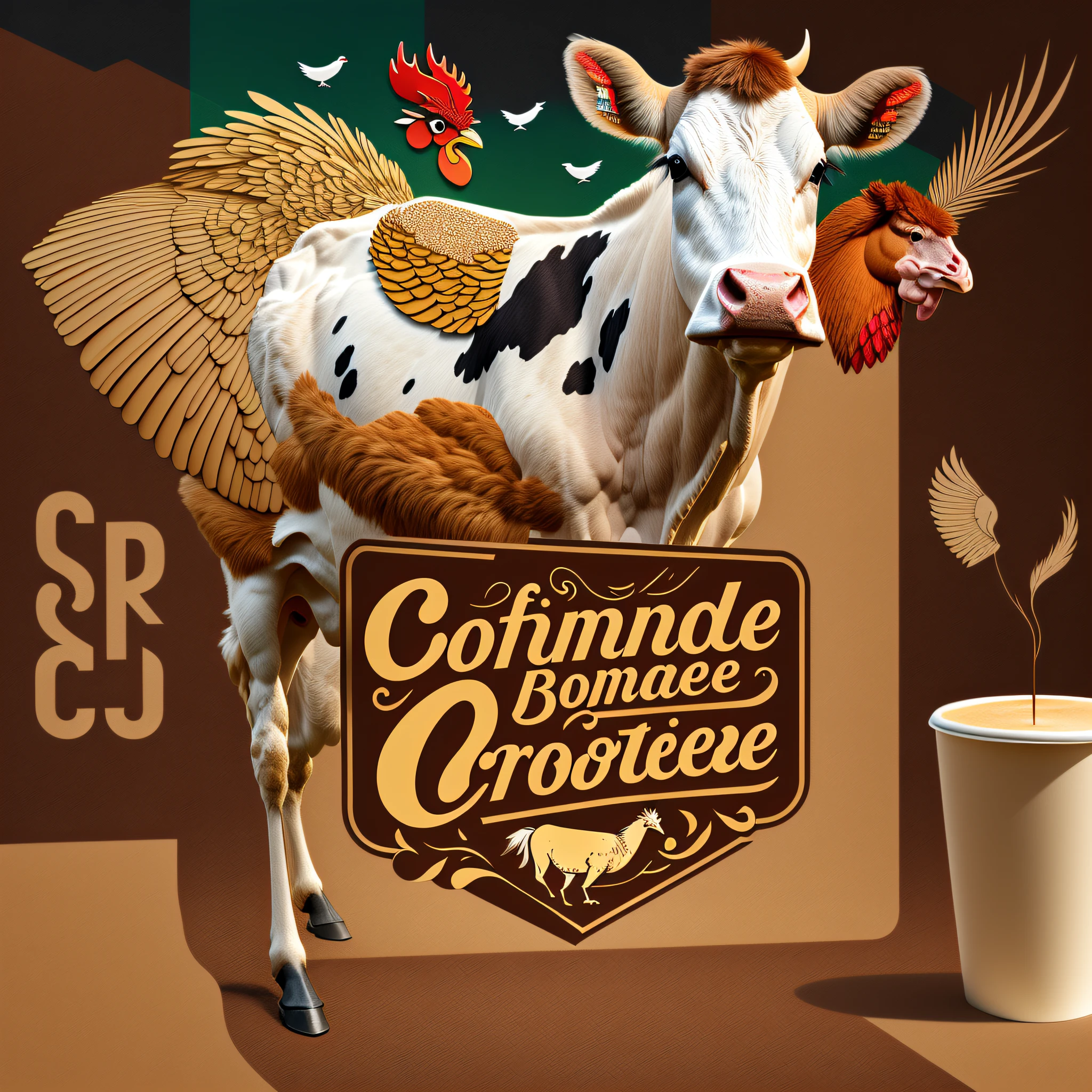 Cow, chicken, horse, bird, coffee, logo --auto --s2