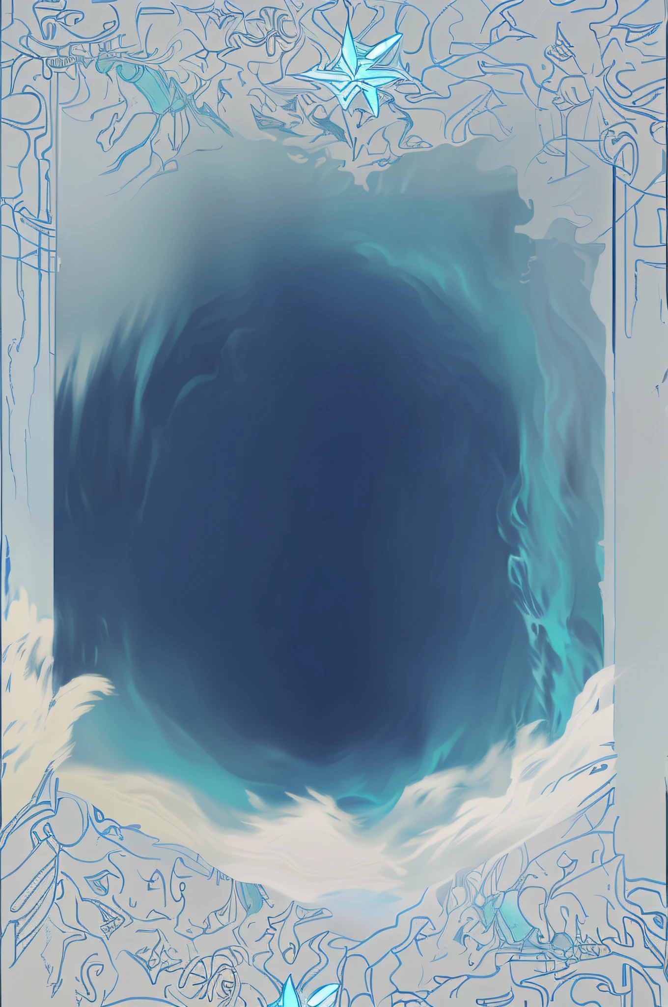 there is a blue hole with a sky background, cloud vortex, magic portal in the sky, a portal to the depths, background art, random background scene, abstract holescape, abstract environment, portal into anotheer dimension, portal to the ethereal realm, an eerie whirlpool, a door with delicated frame, high resolution, high details, portal door with stained glass style