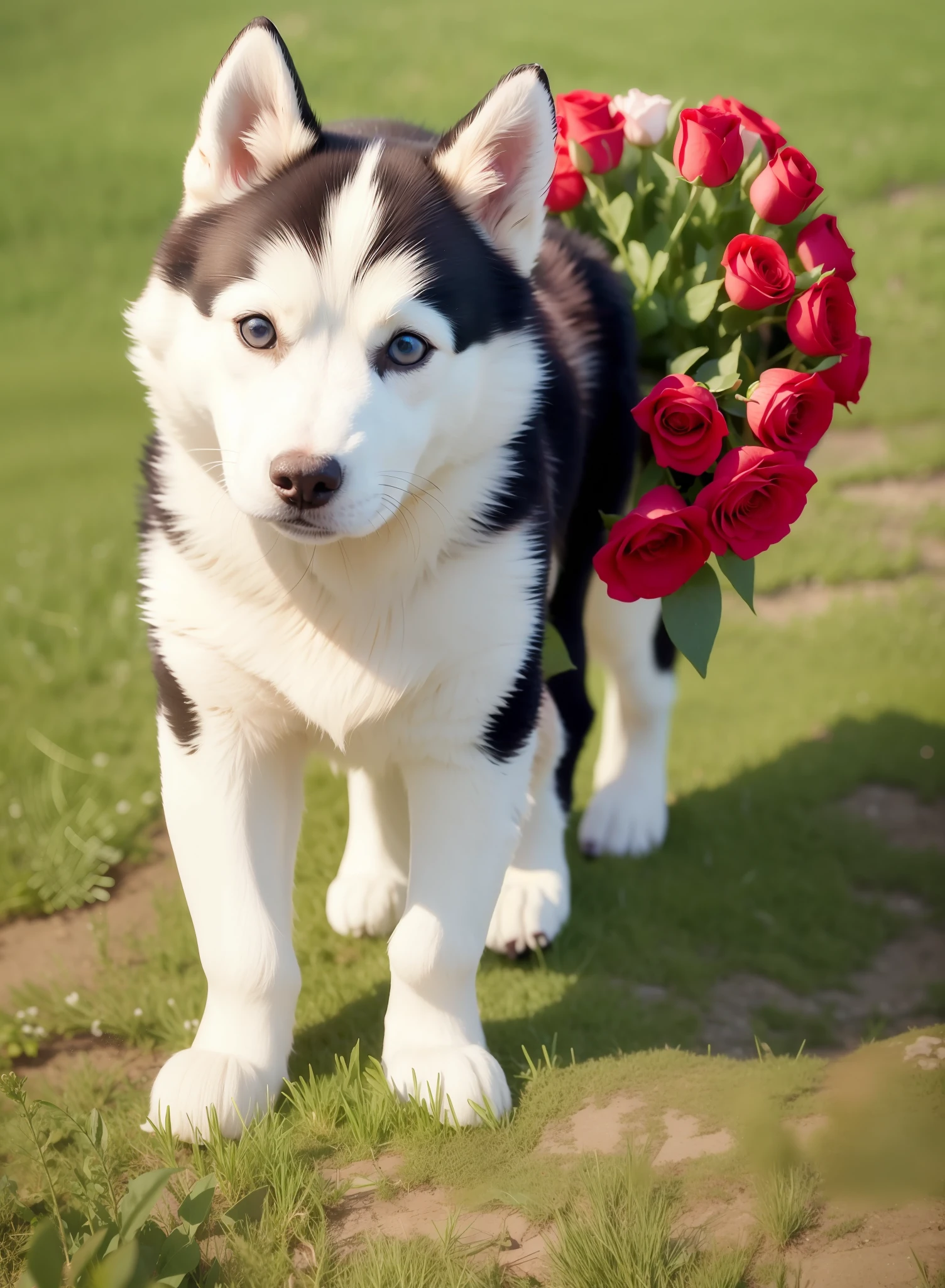 Huskies shoot cute and cute flowers when they  young