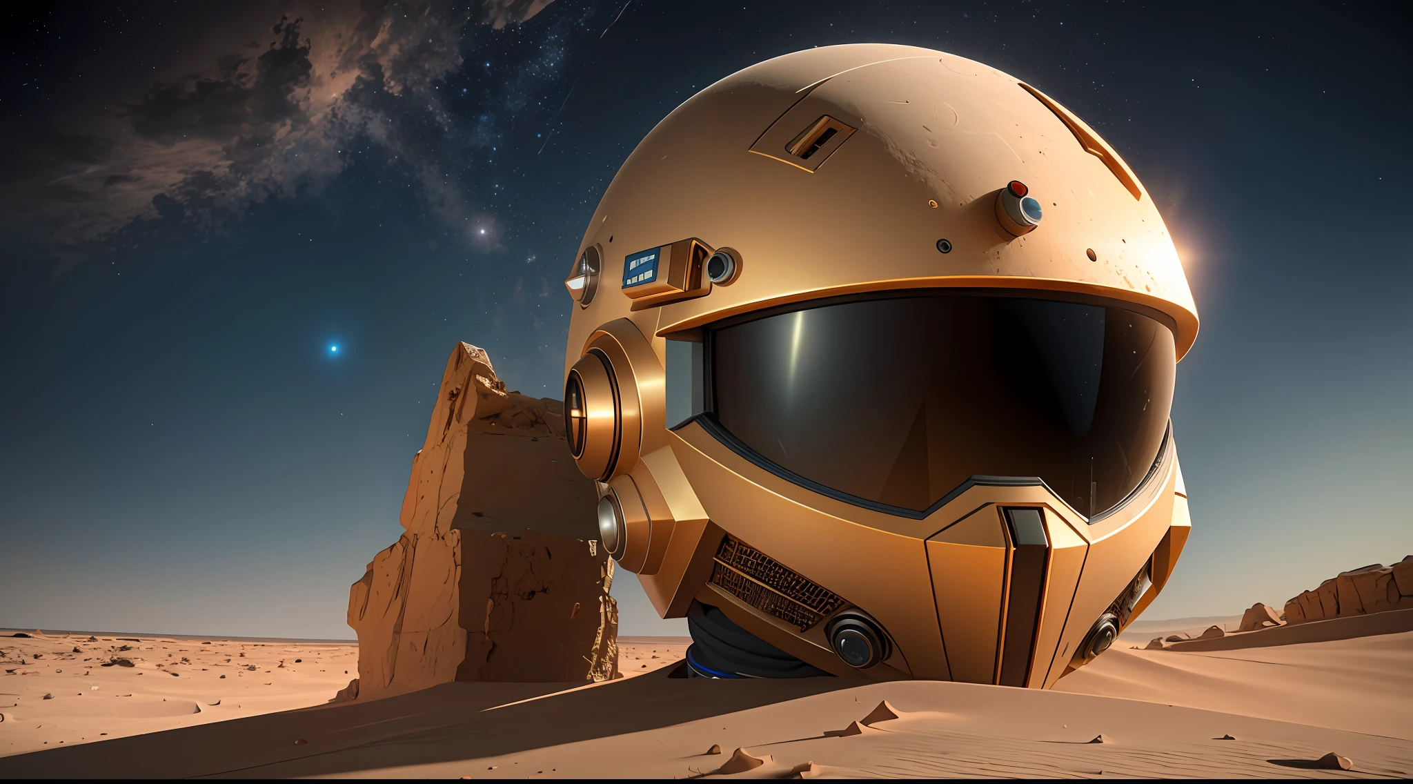 3D, kinematic, astronaut in the middle of mars, HDR